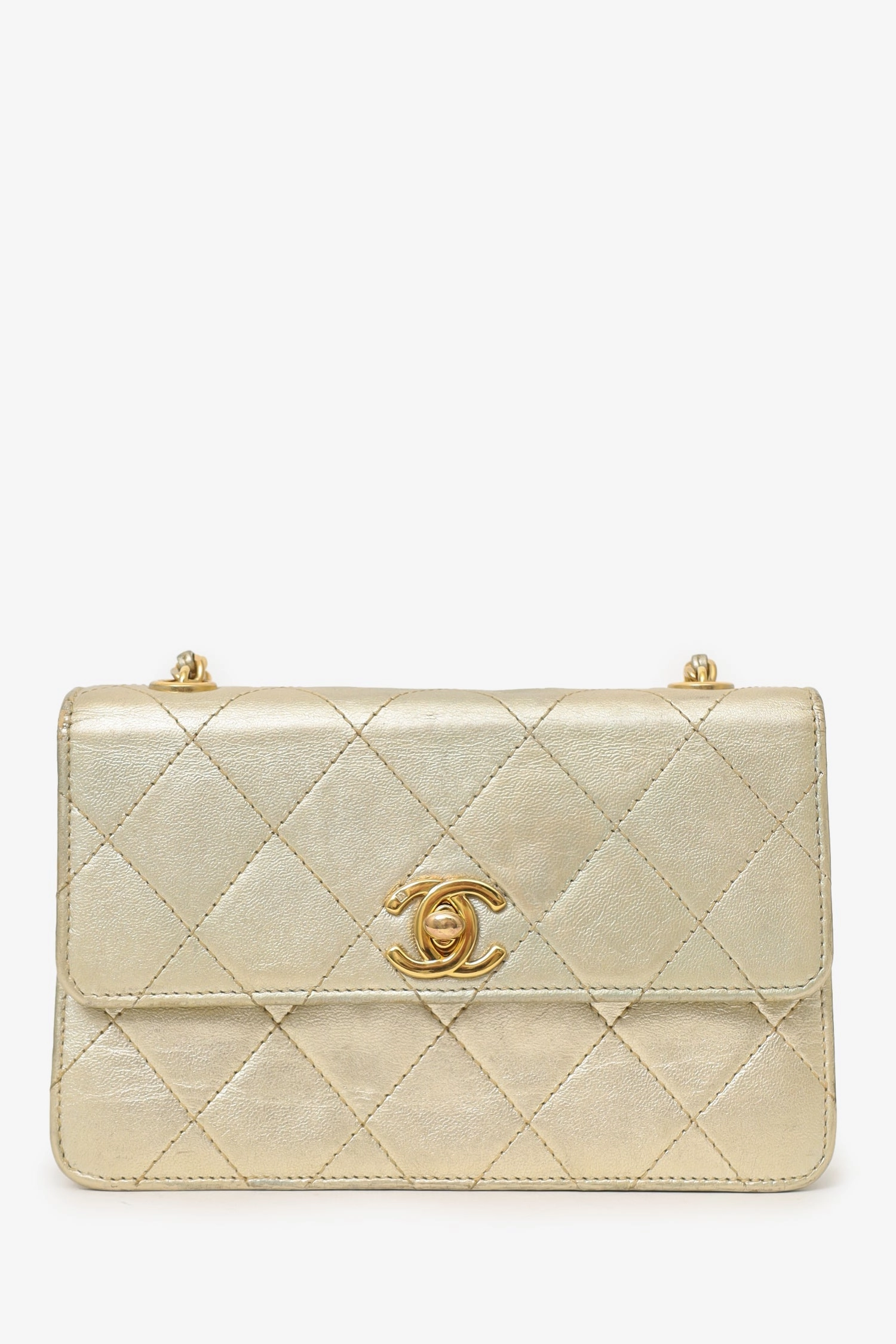 Pre-Loved Chanel 1996-97 Gold Metallic Mini Flap Bag
