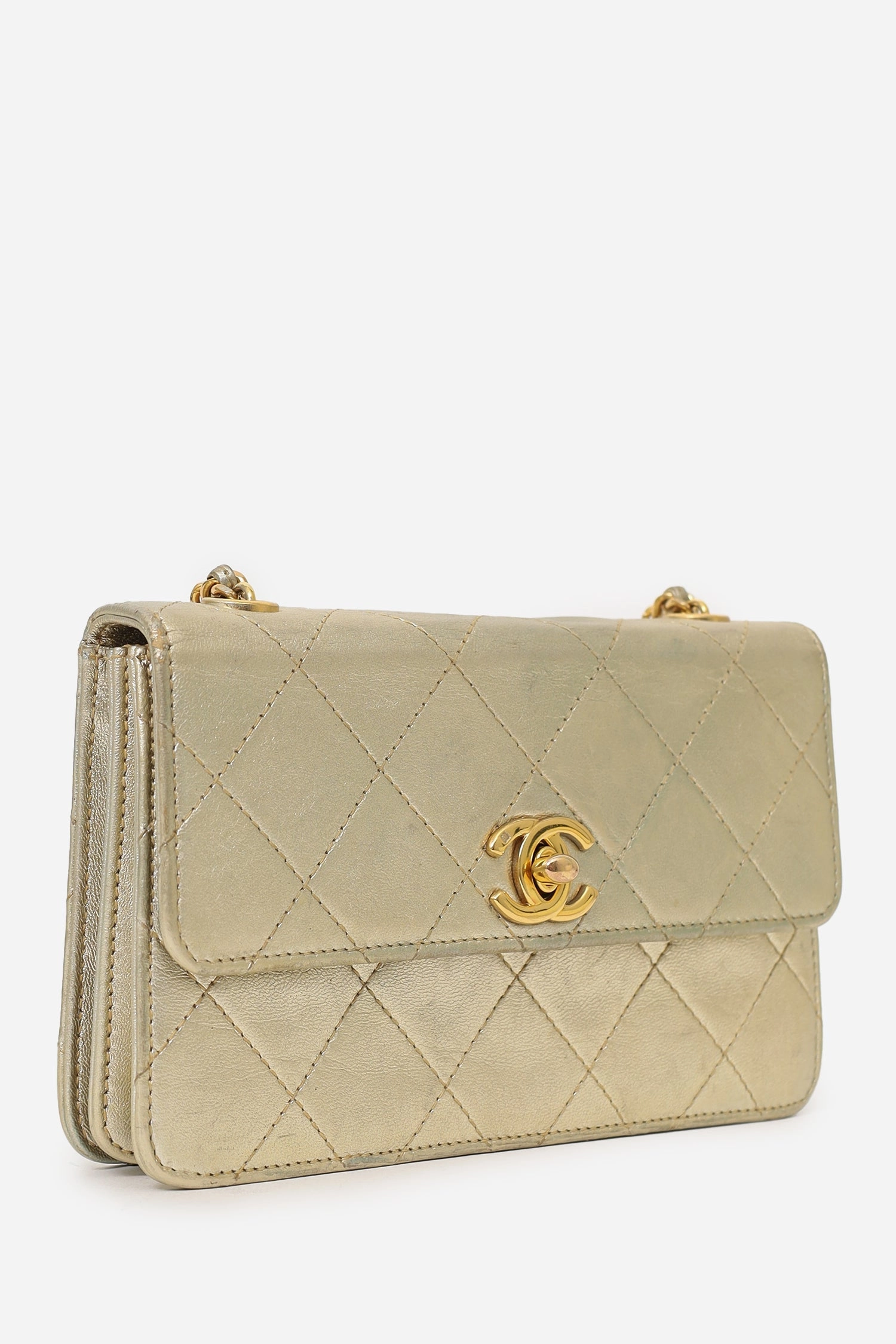 Pre-Loved Chanel 1996-97 Gold Metallic Mini Flap Bag