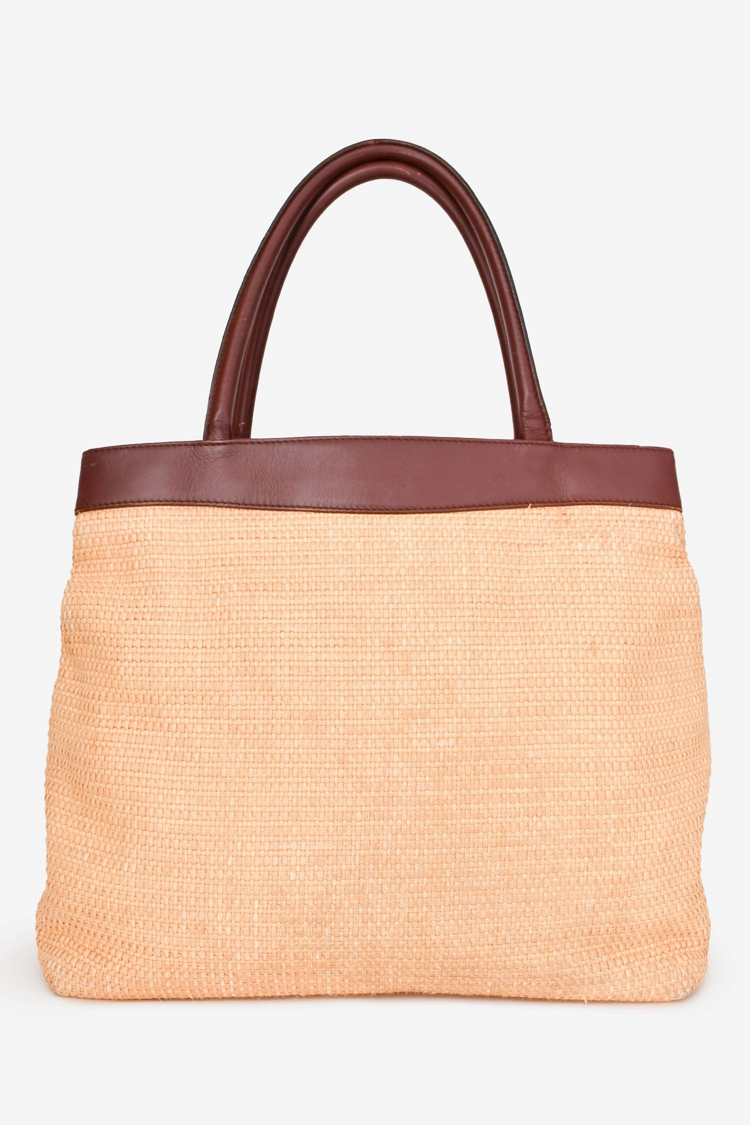 Pre-Loved Chanel 1997-99 Beige/Brown Straw/Leather CC Tote