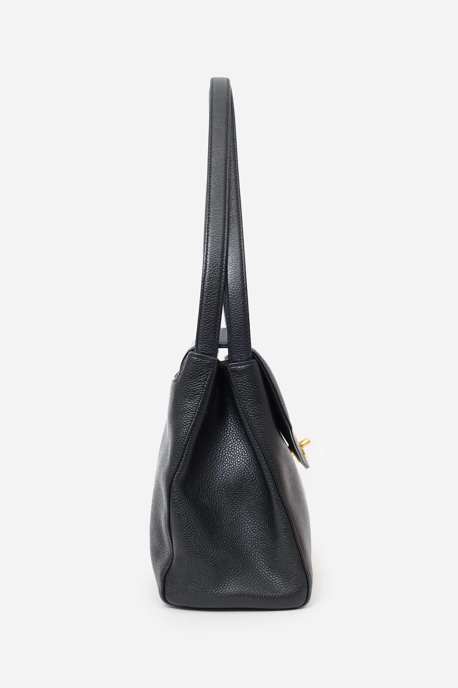 Pre-Loved Chanel 1997-99 Black Caviar CC Turnlock Envelope Shoulder Bag