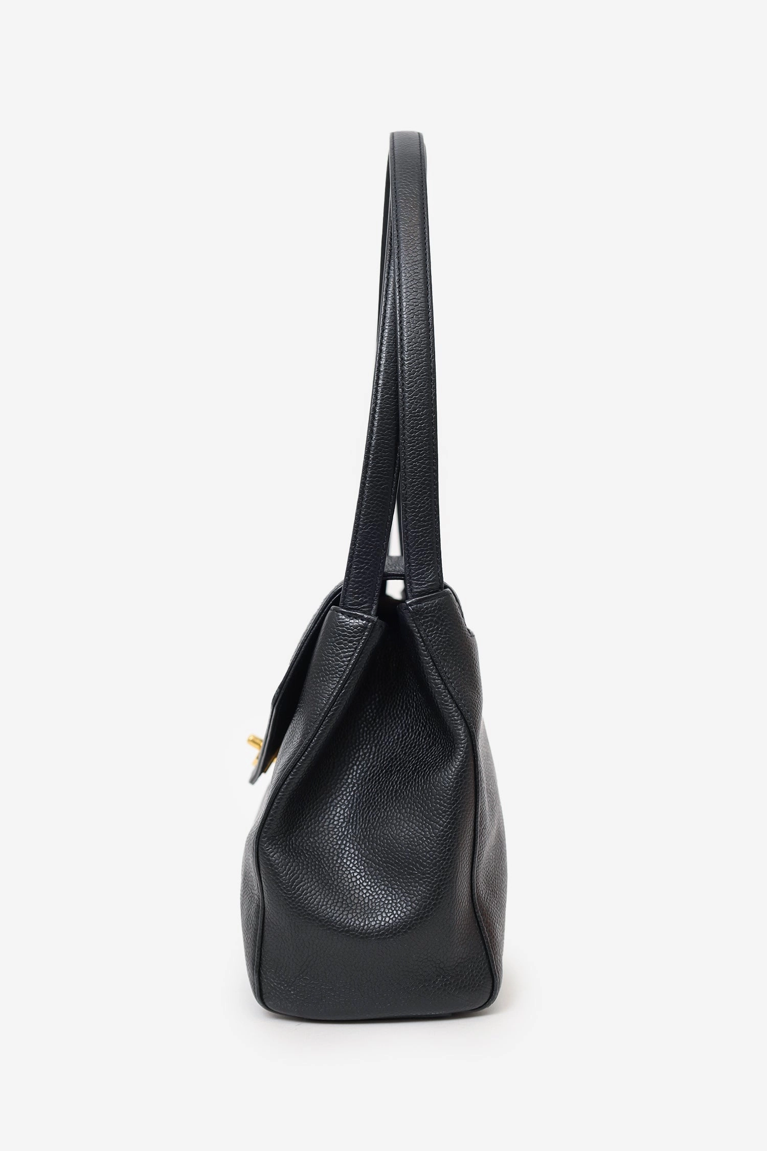 Pre-Loved Chanel 1997-99 Black Caviar CC Turnlock Envelope Shoulder Bag
