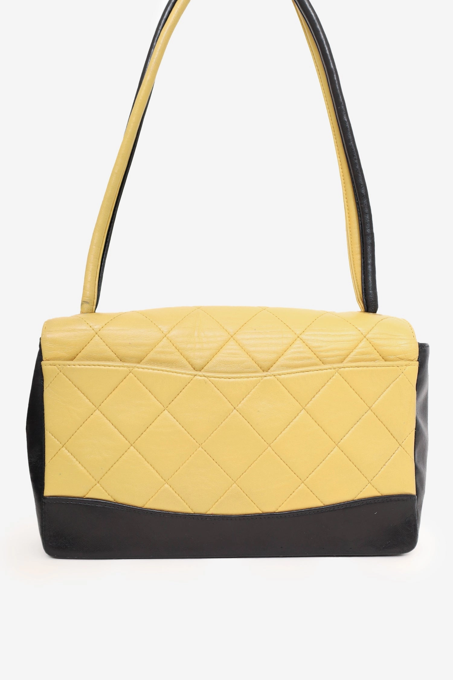 Pre-Loved Chanel 2000-02 Beige/Black Quilted Lambskin Tie Knot Flap Bag