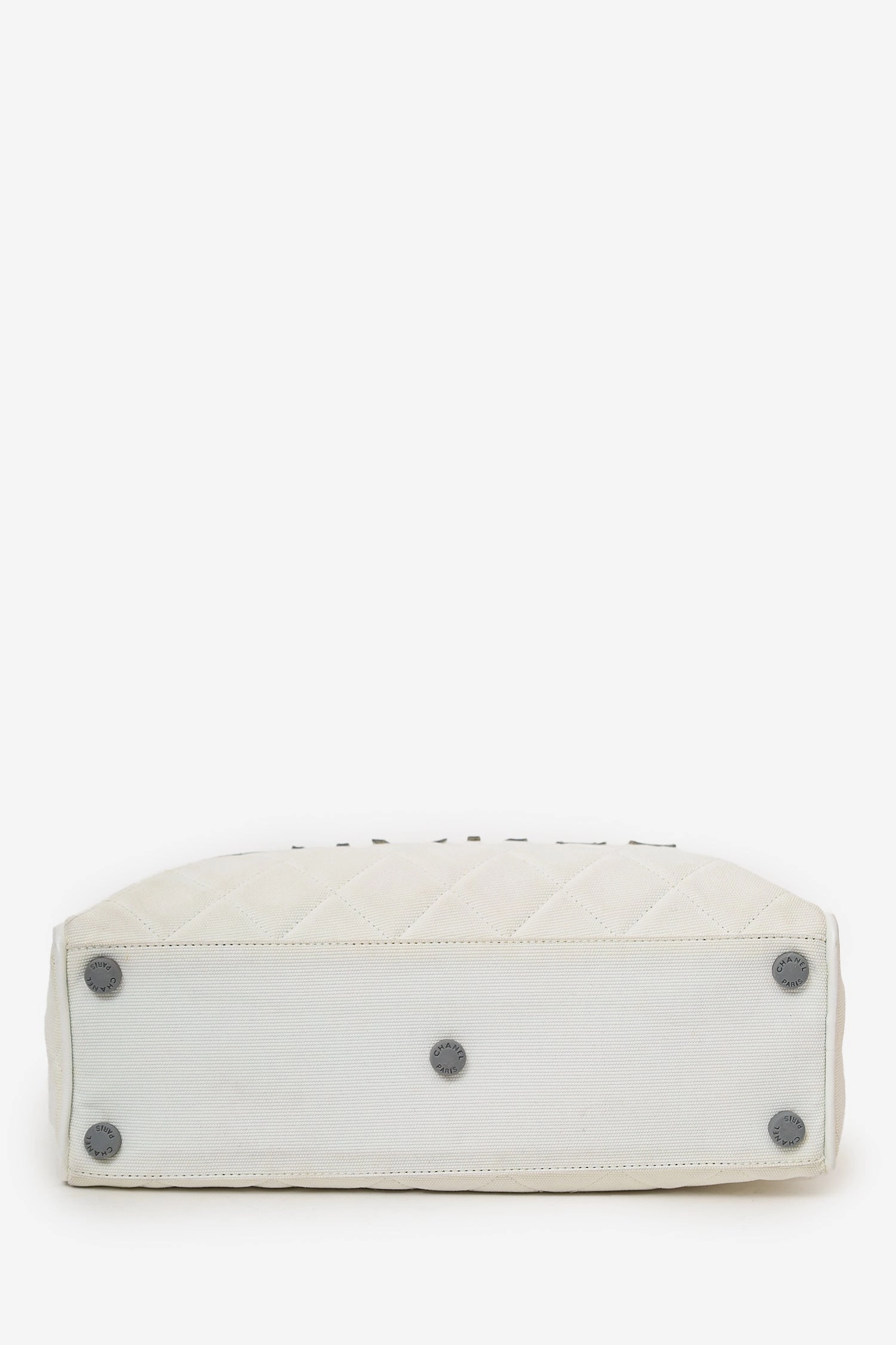 Pre-Loved Chanel 2000-02 White Canvas Mini Bowler Bag