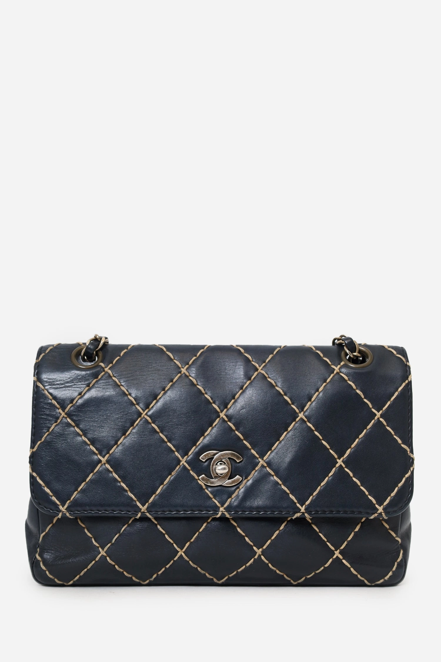 Pre-Loved Chanel 2000-2002 Black Wild Stitch Mini Flap Bag