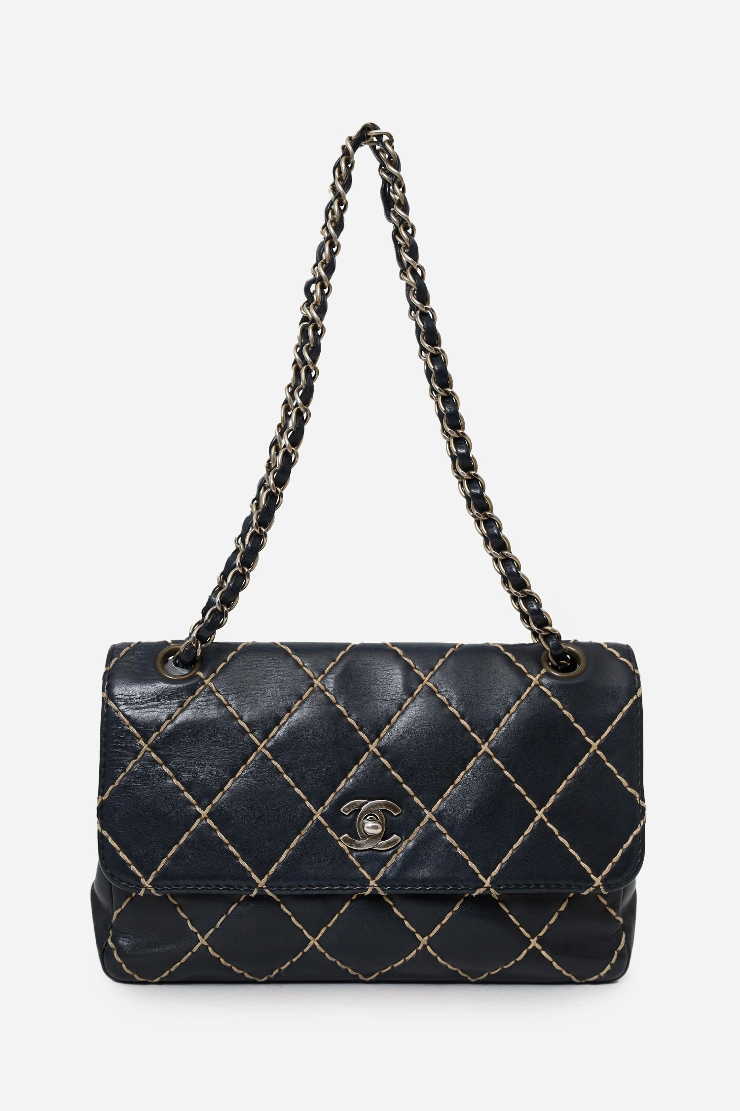 Pre-Loved Chanel 2000-2002 Black Wild Stitch Mini Flap Bag