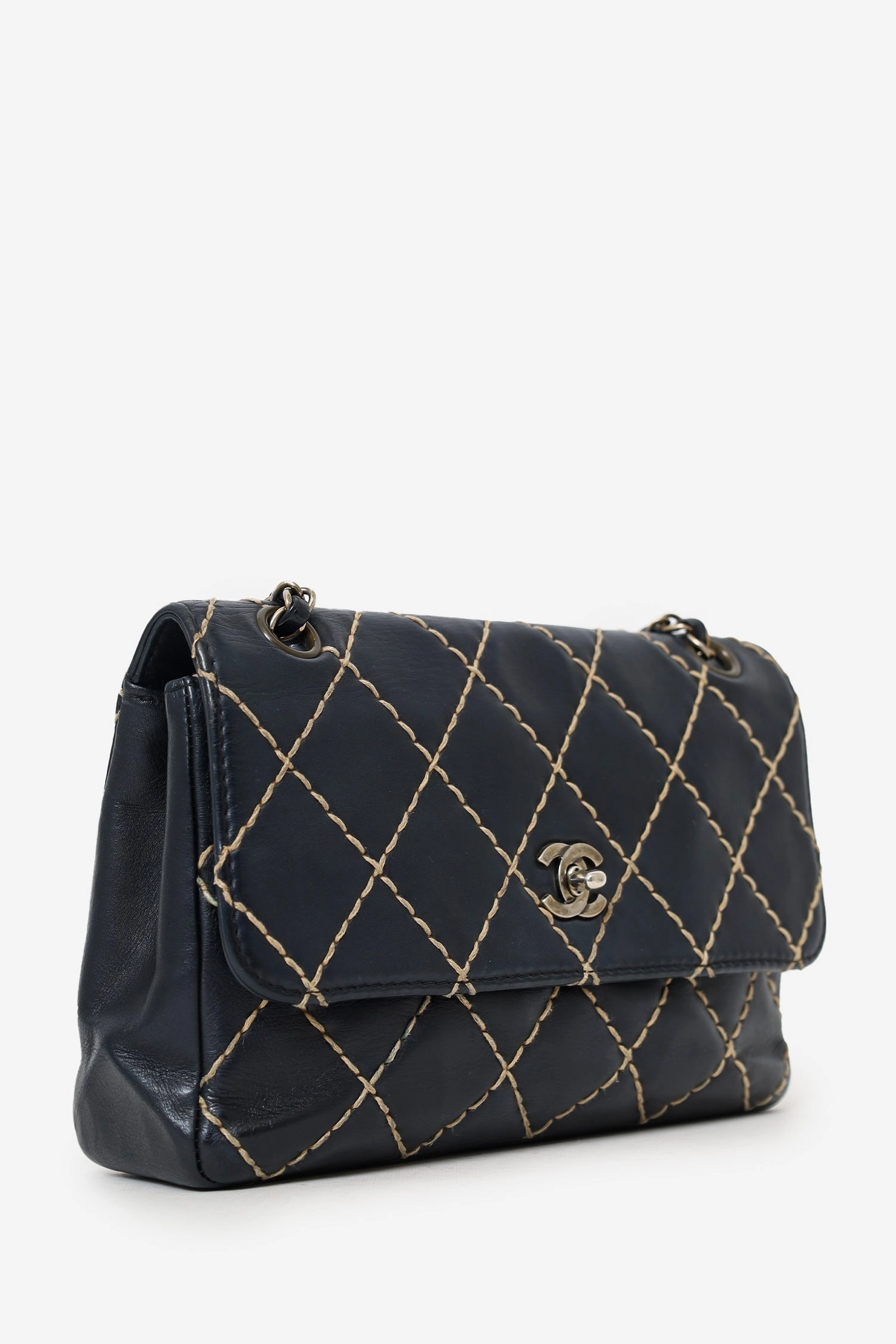 Pre-Loved Chanel 2000-2002 Black Wild Stitch Mini Flap Bag