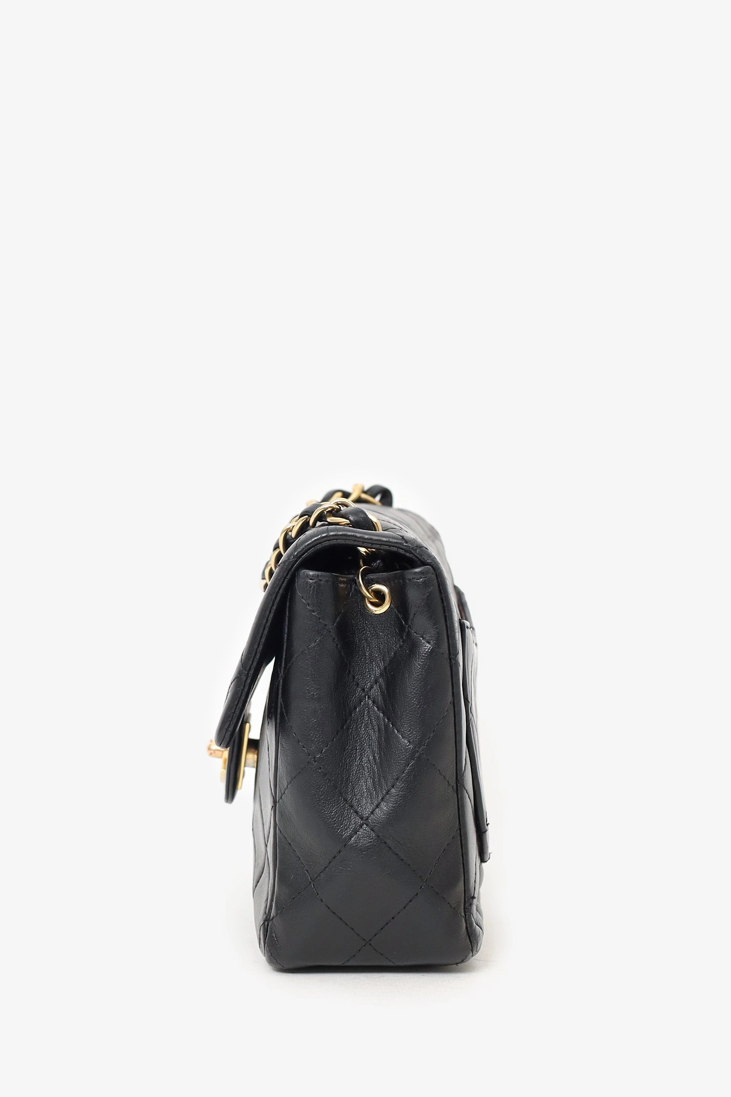 Pre-Loved Chanel 2003-04 Black Lambskin Mini Square Flap Bag