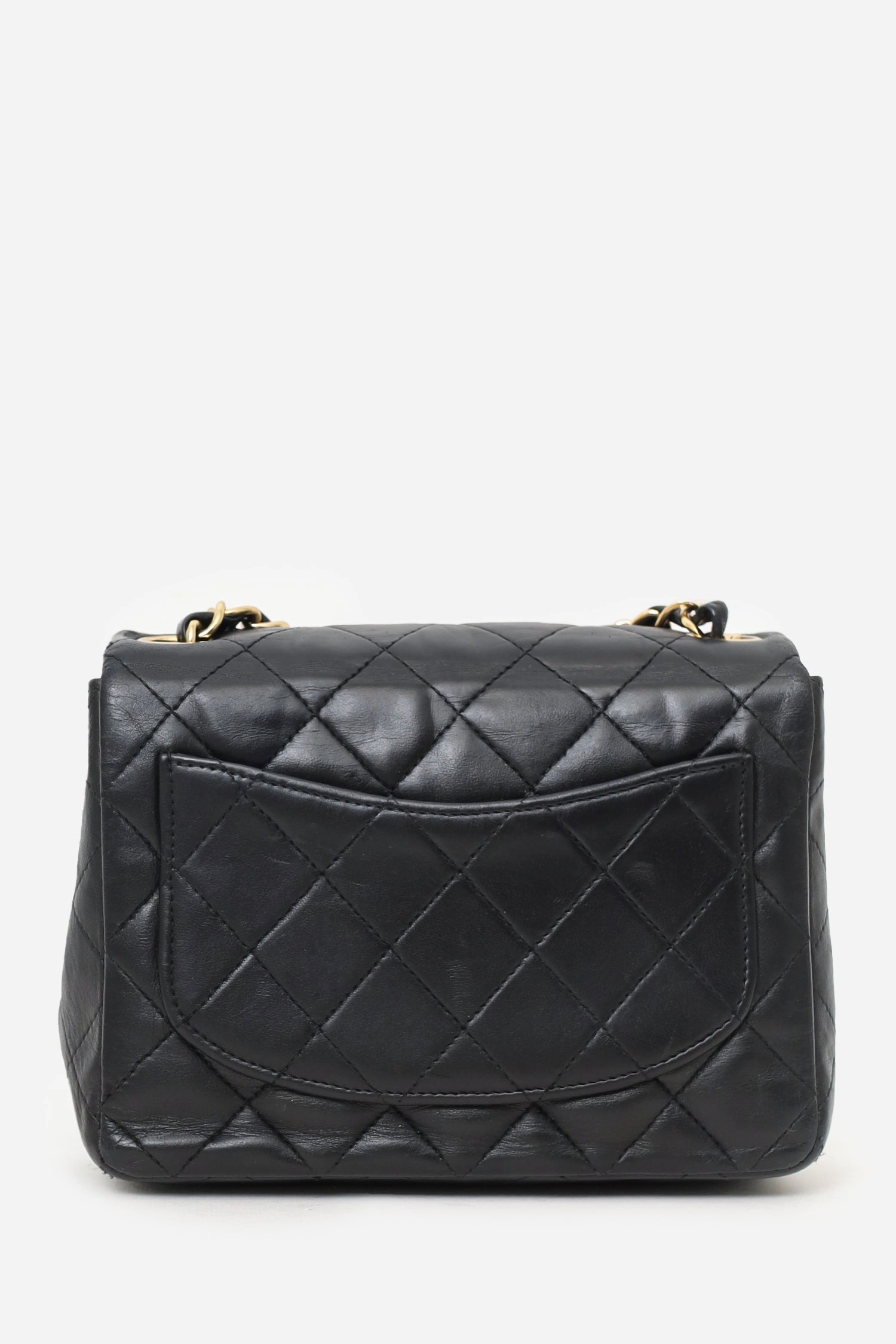 Pre-Loved Chanel 2003-04 Black Lambskin Mini Square Flap Bag