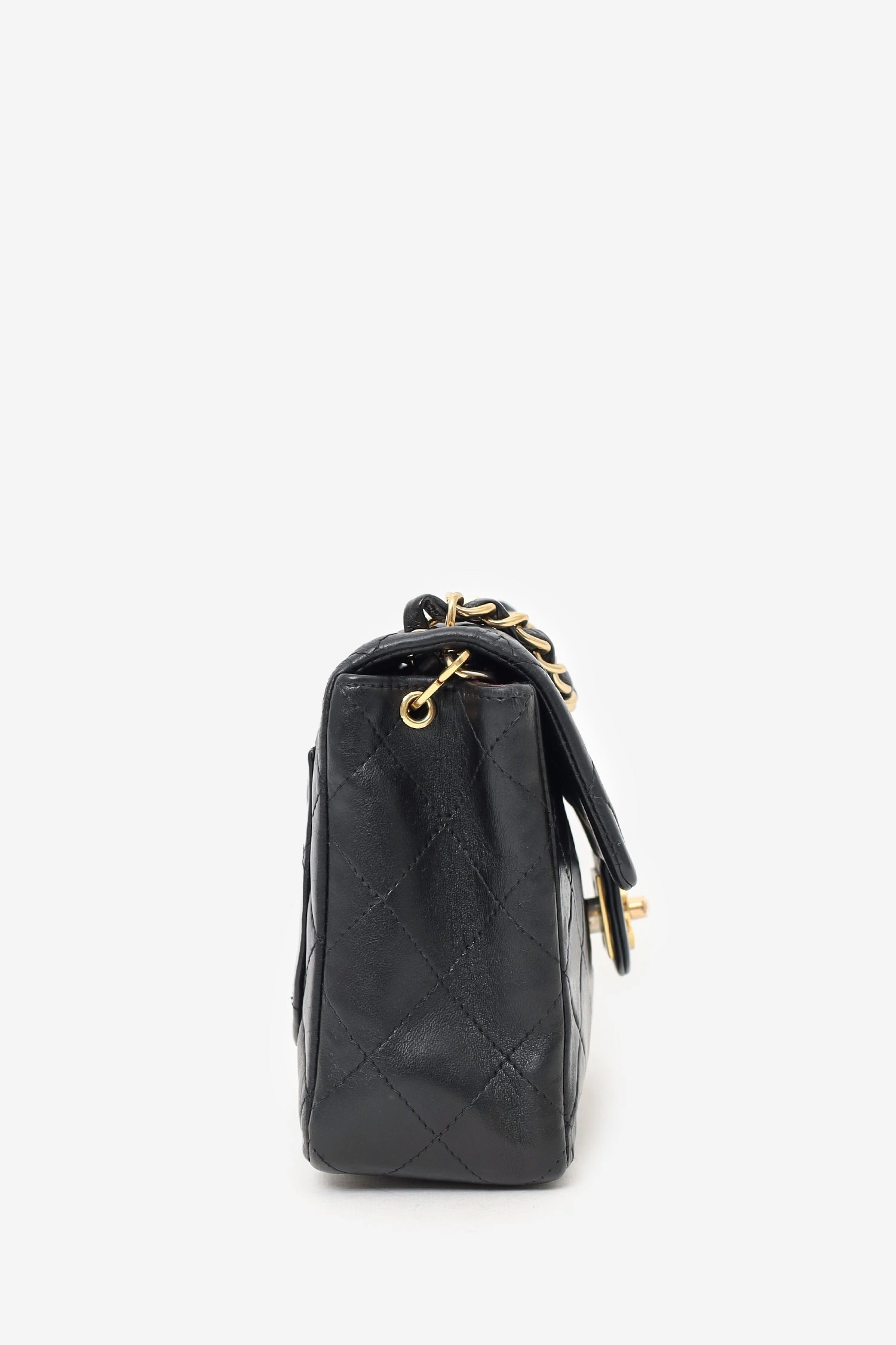 Pre-Loved Chanel 2003-04 Black Lambskin Mini Square Flap Bag