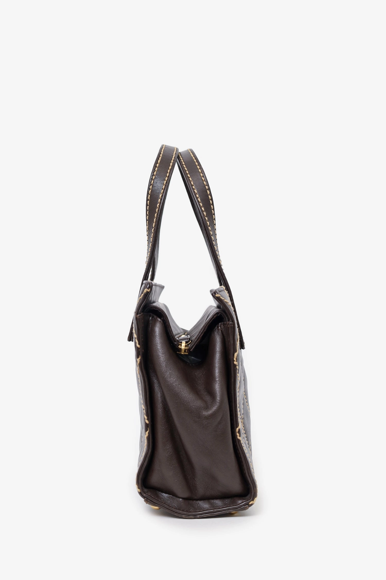 Pre-Loved Chanel 2004-05 Brown Leather Wild Stitch Coco Mark Leather Tote Bag