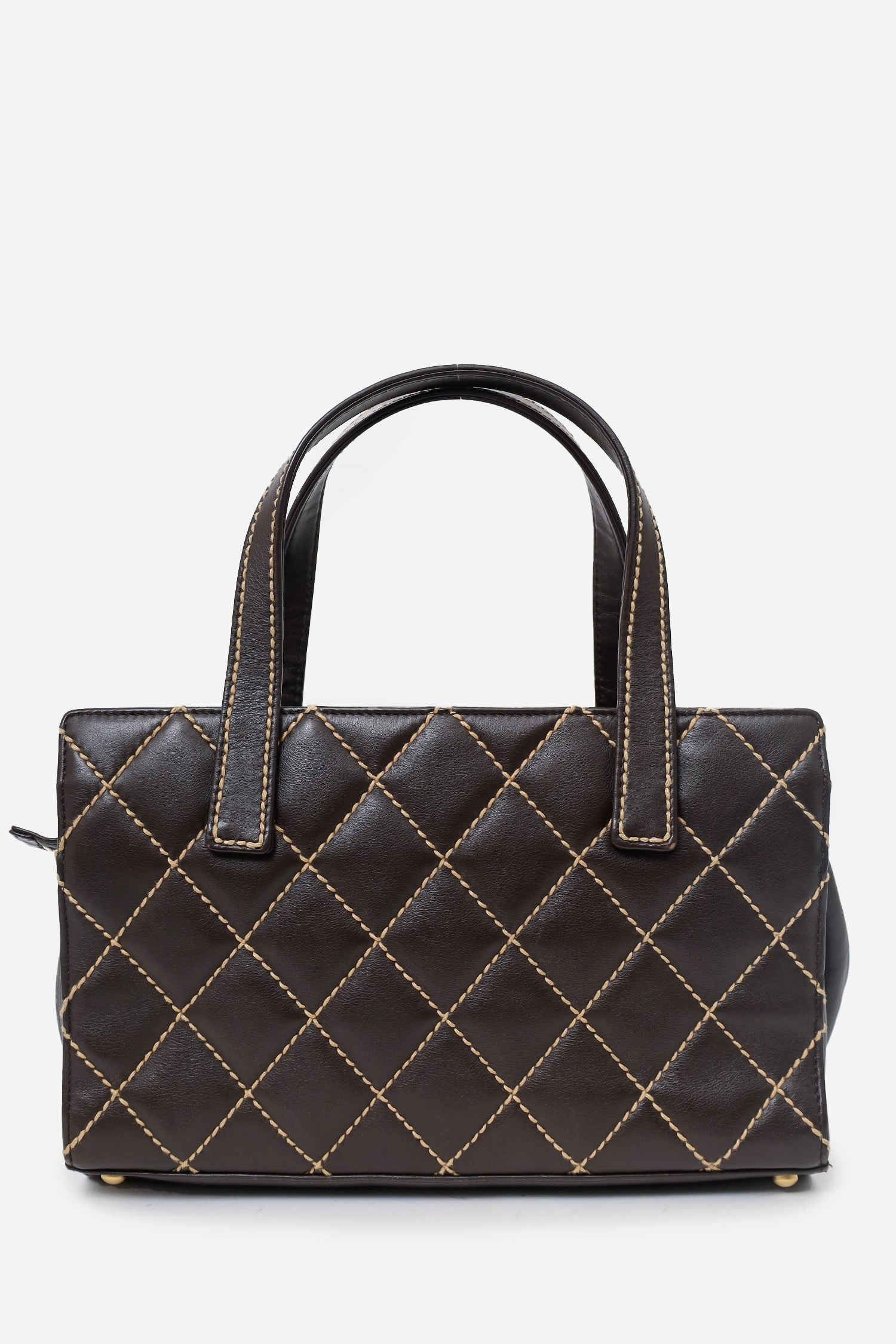 Pre-Loved Chanel 2004-05 Brown Leather Wild Stitch Coco Mark Leather Tote Bag