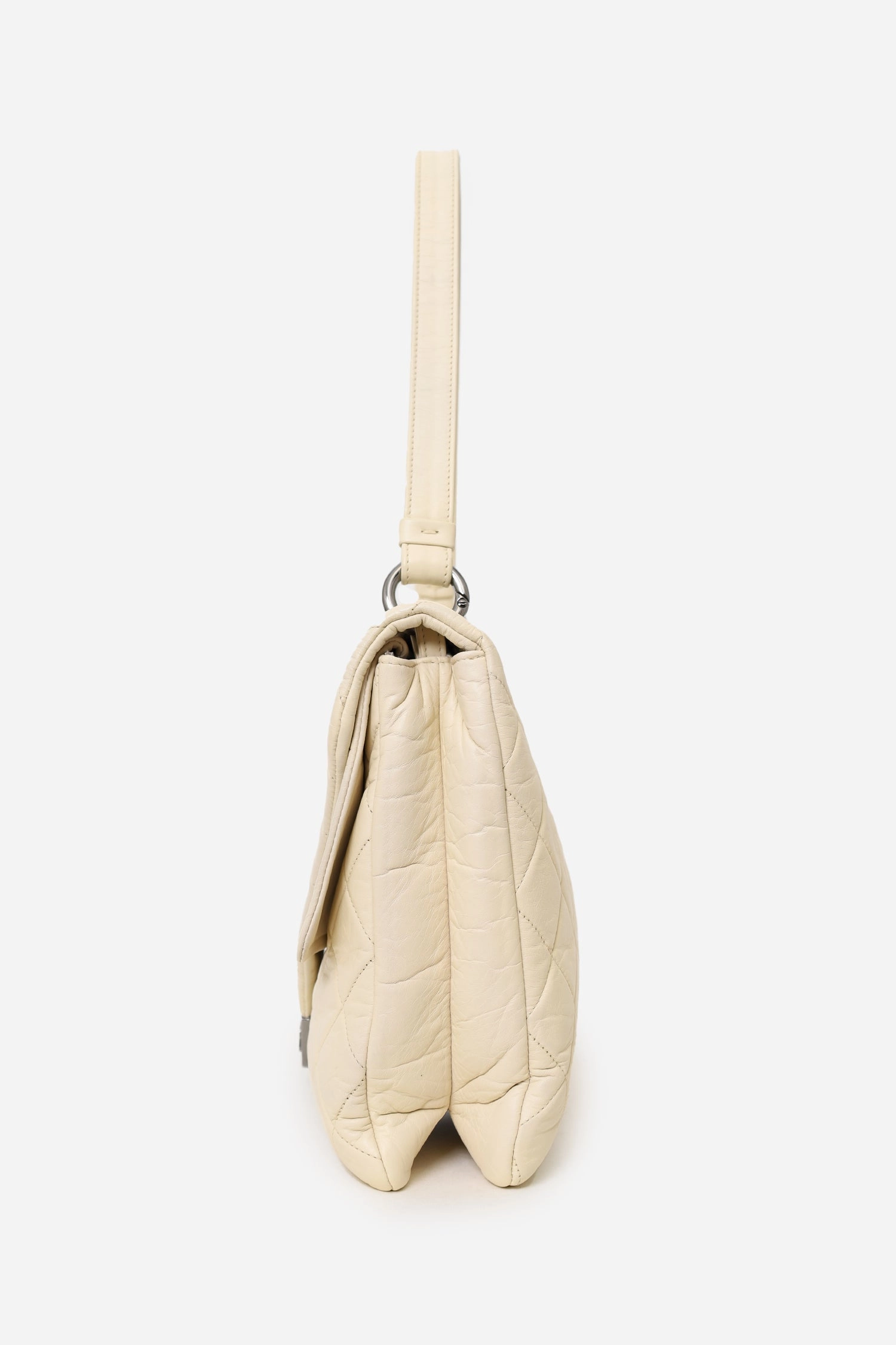 Pre-Loved Chanel 2006-08 Cream Lambskin Quilted Padded Envelope Flap Shoulder Bag