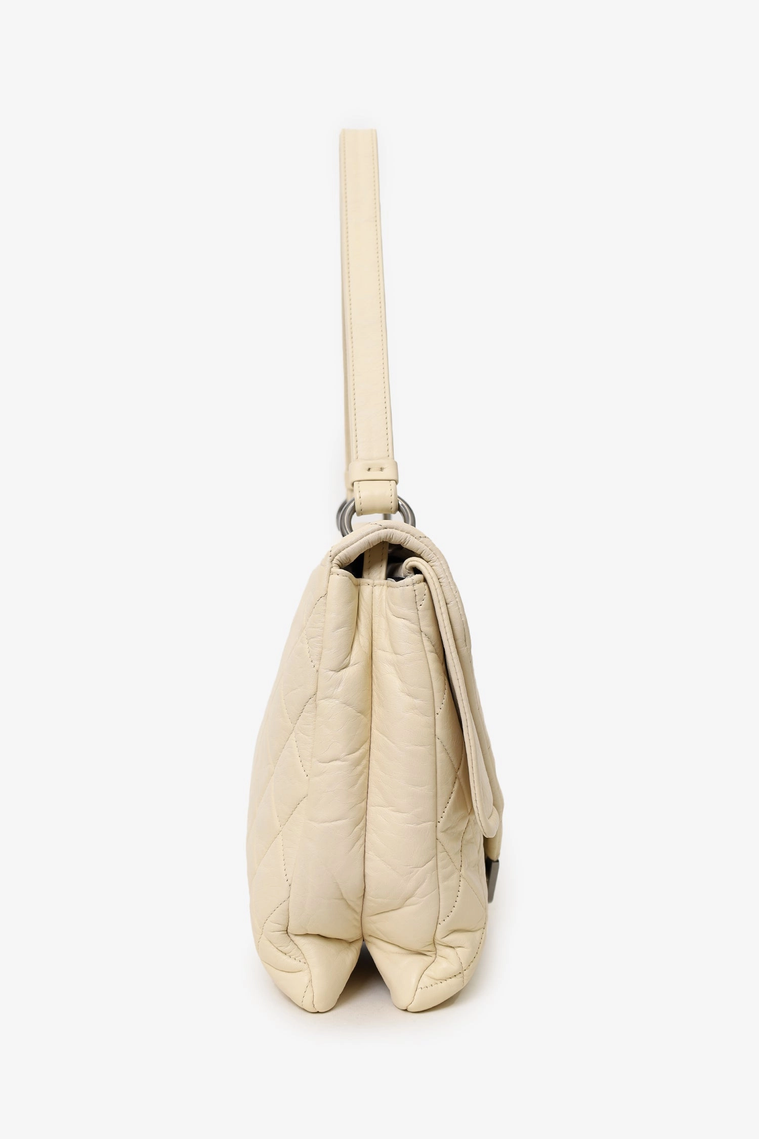 Pre-Loved Chanel 2006-08 Cream Lambskin Quilted Padded Envelope Flap Shoulder Bag