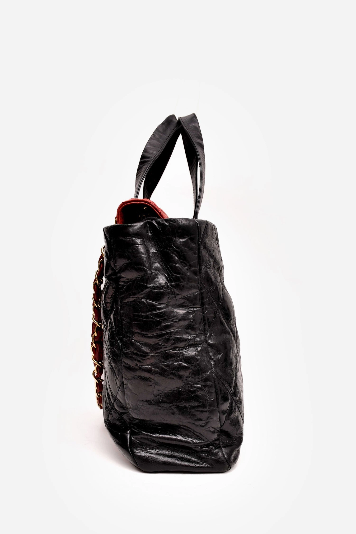 Pre-Loved Chanel 2008/9 Black/Red Leather Portobello Tote Bag