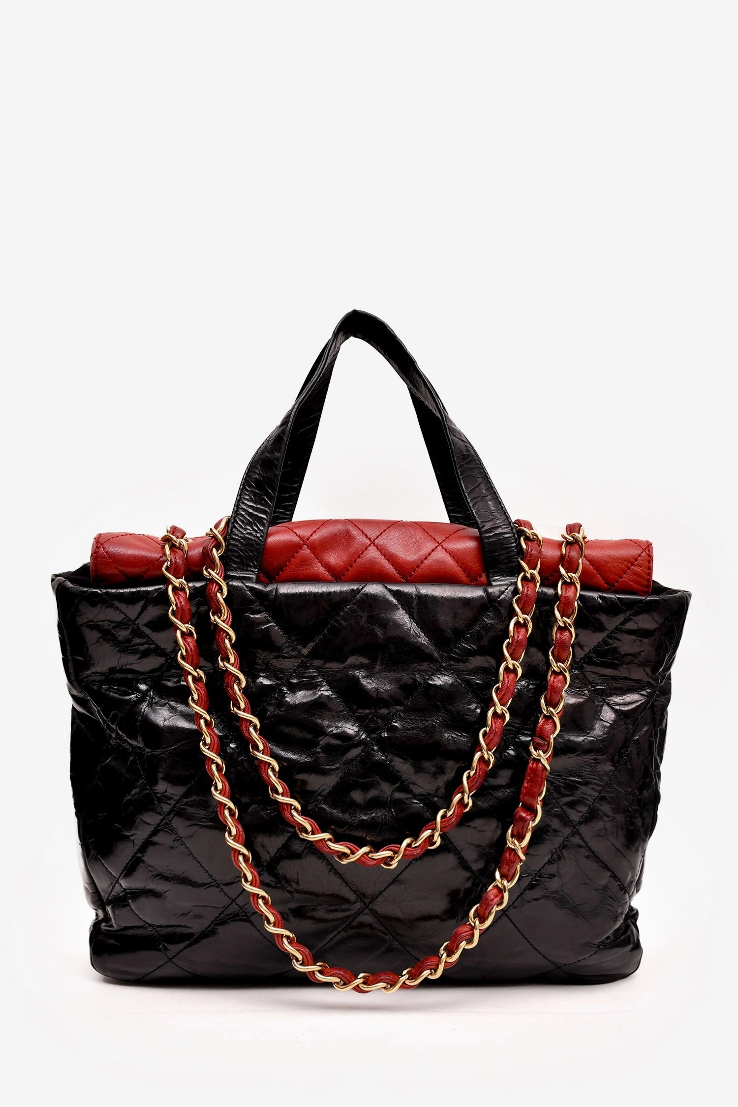 Pre-Loved Chanel 2008/9 Black/Red Leather Portobello Tote Bag