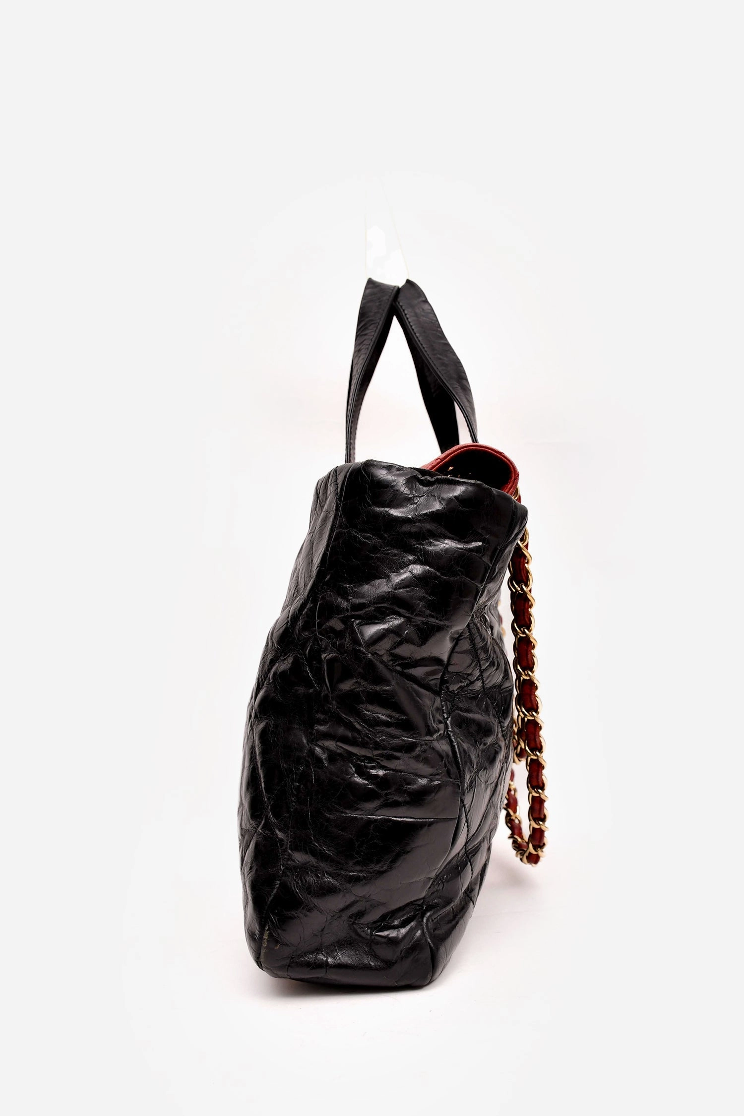 Pre-Loved Chanel 2008/9 Black/Red Leather Portobello Tote Bag