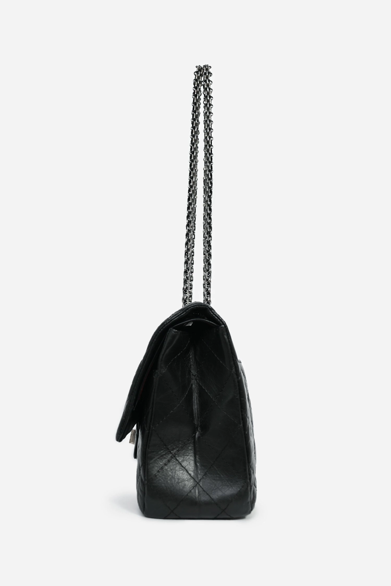 Pre-Loved Chanel 2009-10 Black Lambskin Reissue Maxi 227 Double Flap Shoulder Bag