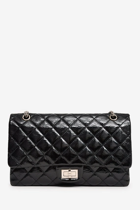 Pre-Loved Chanel 2010-11 Black Patent Leather 2.55 Large 227 Flap Bag SHW