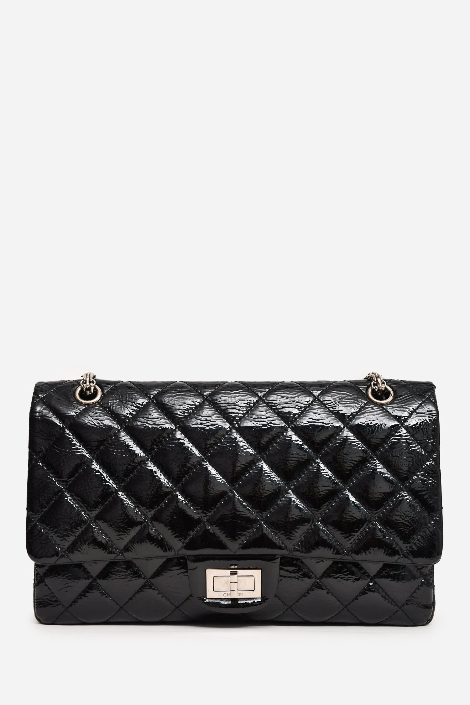 Pre-Loved Chanel 2010-11 Black Patent Leather 2.55 Large 227 Flap Bag SHW