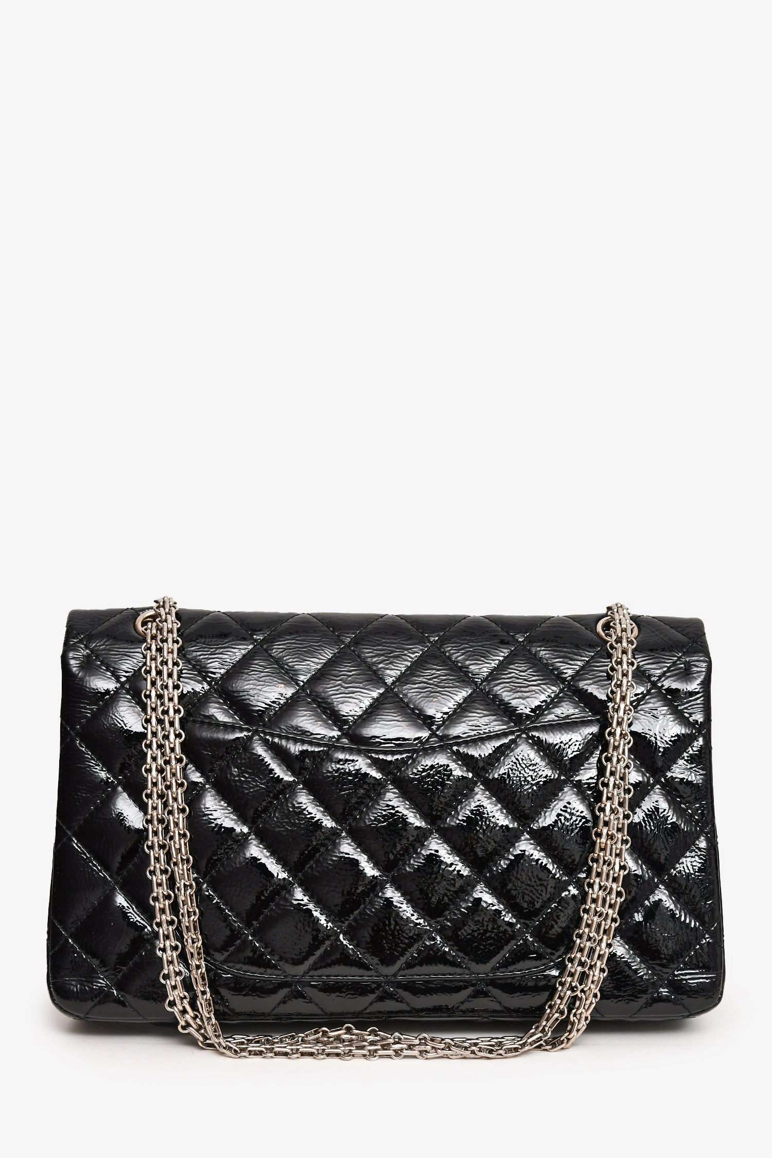 Pre-Loved Chanel 2010-11 Black Patent Leather 2.55 Large 227 Flap Bag SHW