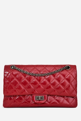 Pre-Loved Chanel 2010-11 Red Patent Leather Reissue 266 2.55 Flap Bag