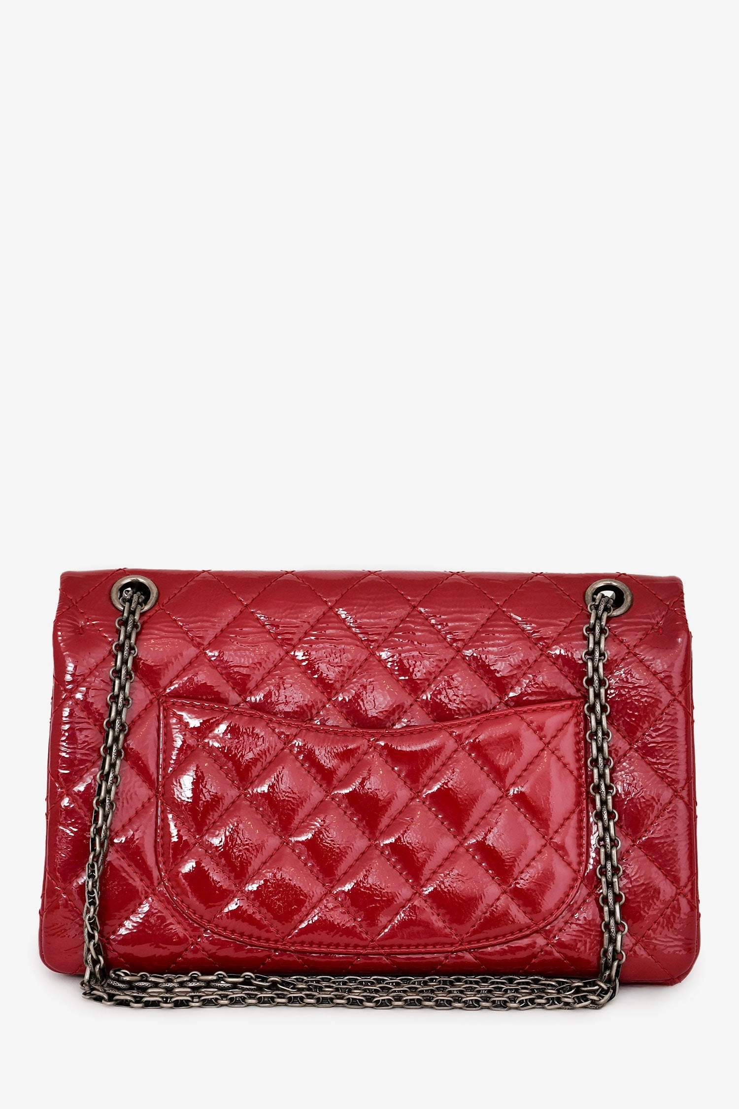 Pre-Loved Chanel 2010-11 Red Patent Leather Reissue 266 2.55 Flap Bag