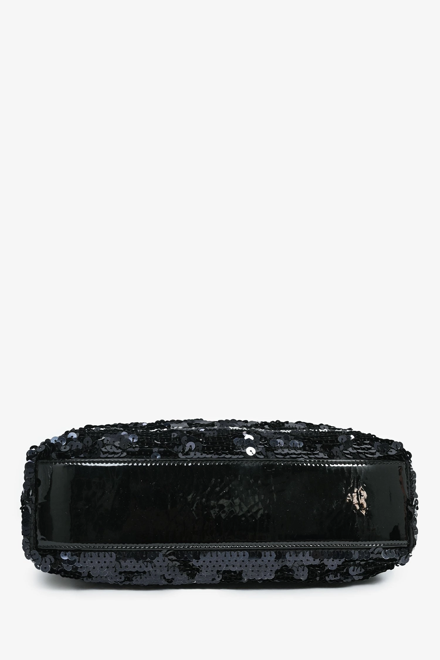 Pre-Loved Chanel 2011 Black Striped Sequins and Patent Leather Small Reissue Shoulder Bag