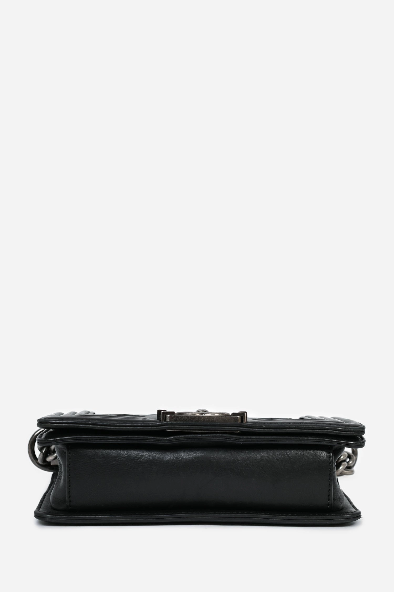 Pre-Loved Chanel 2012-13 Black 'Arabesque' Embossed Leather Small Boy Bag