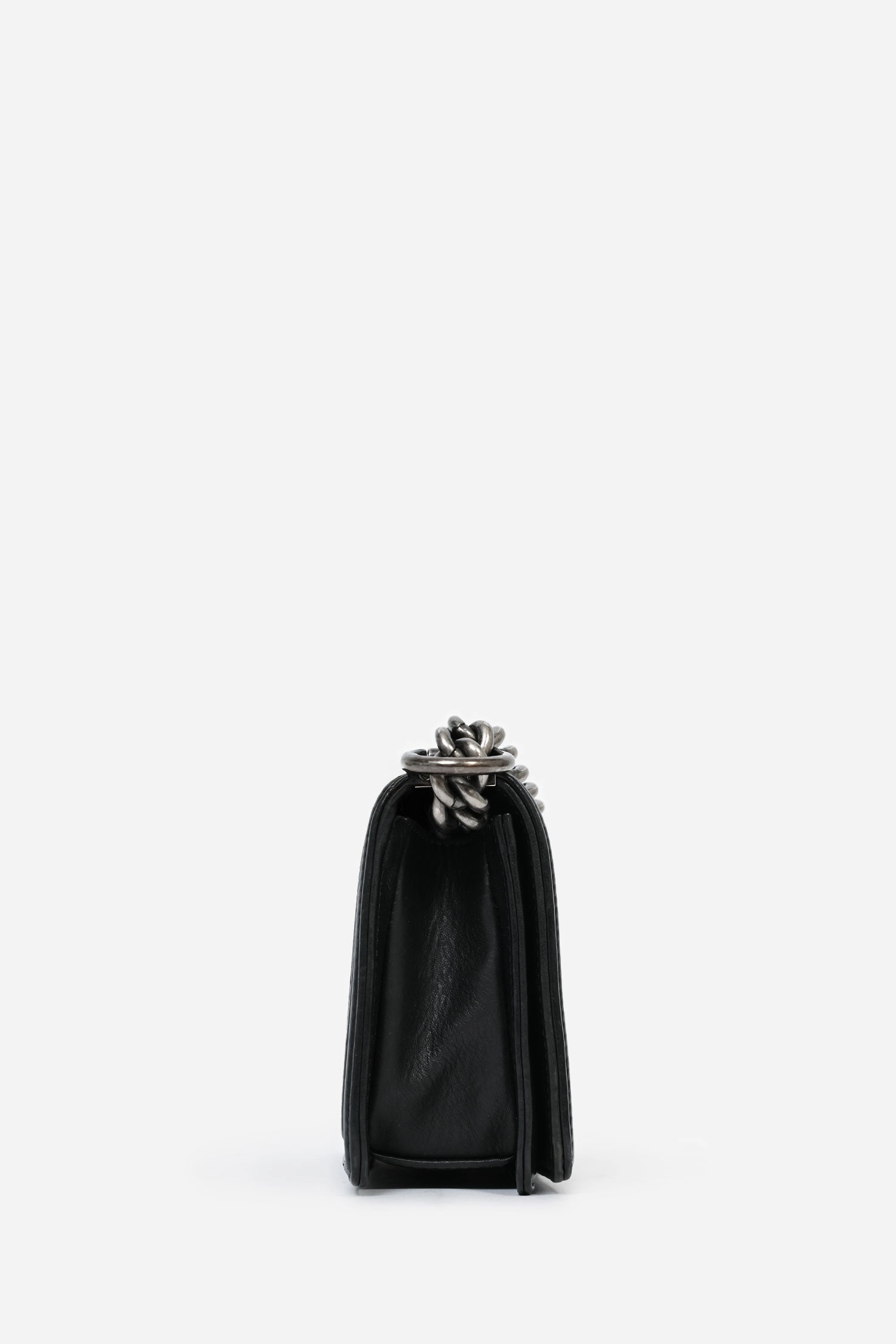Pre-Loved Chanel 2012-13 Black 'Arabesque' Embossed Leather Small Boy Bag