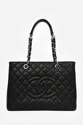 Pre-Loved Chanel 2012-13 Black Caviar Grand Shopping Tote
