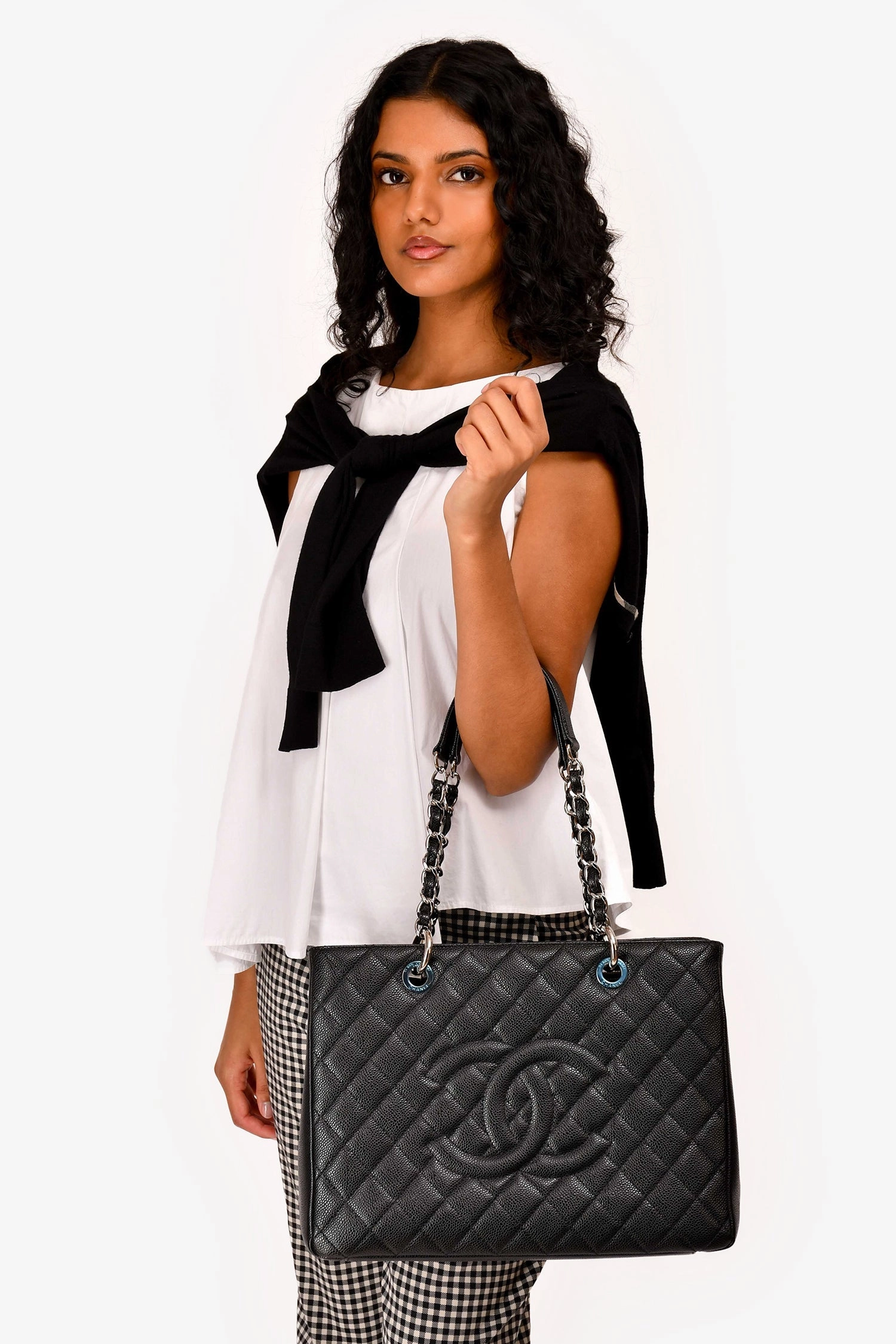 Pre-Loved Chanel 2012-13 Black Caviar Grand Shopping Tote