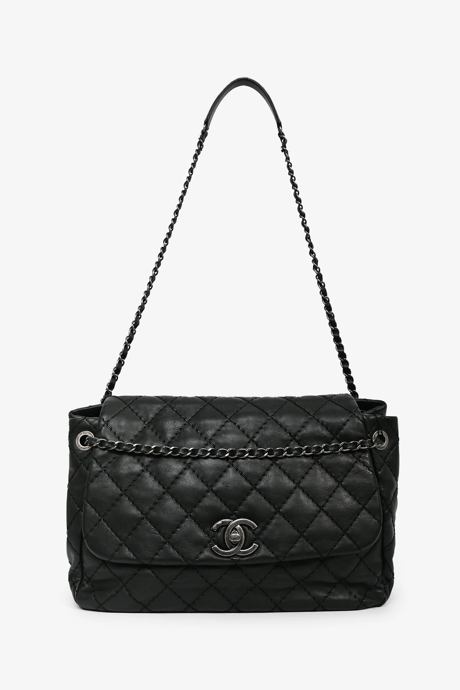 Pre-Loved Chanel 2012-13 Black Quilted Calfskin Leather CC Flap Shoulder Bag