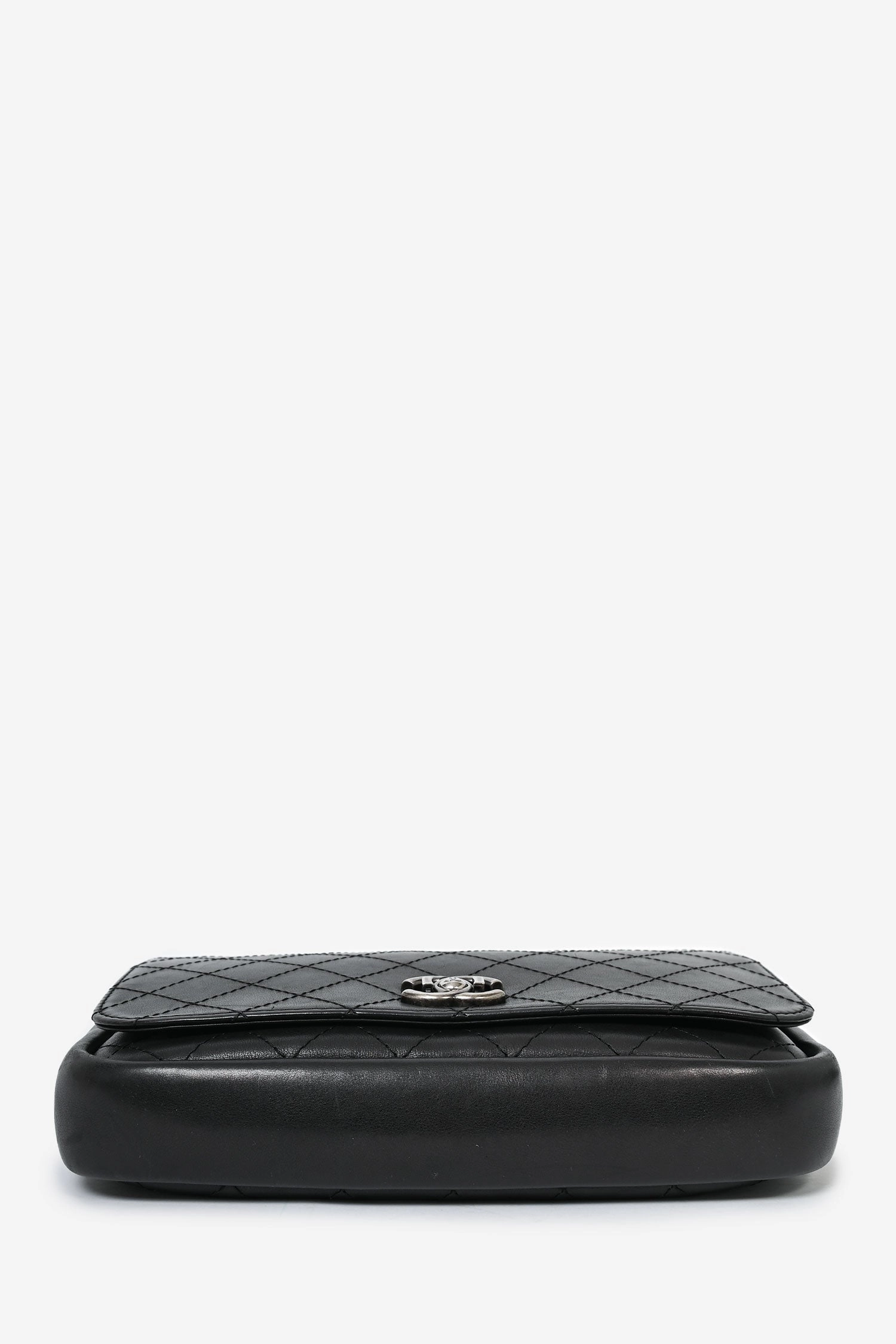 Pre-Loved Chanel 2014 Black Quilted Leather Paris-Edinburgh Large Highlander Messenger Bag