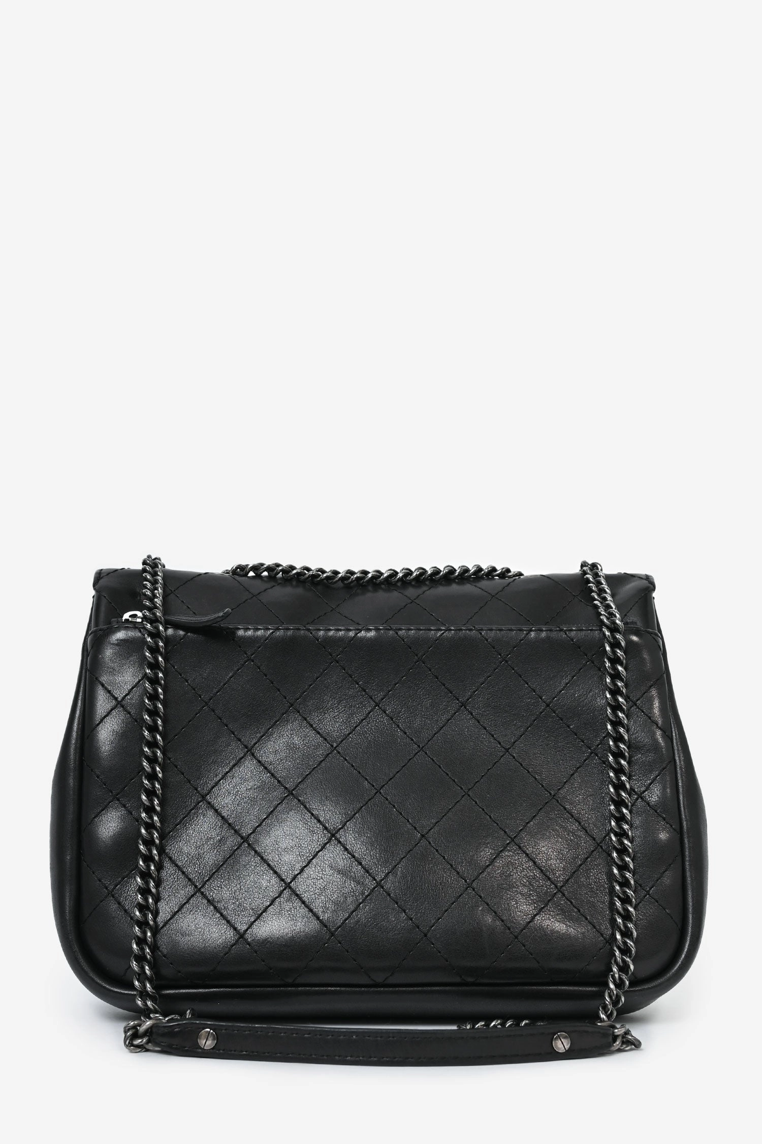 Pre-Loved Chanel 2014 Black Quilted Leather Paris-Edinburgh Large Highlander Messenger Bag