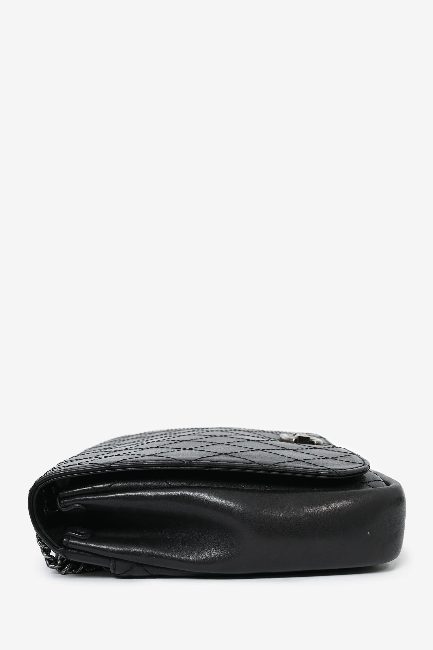Pre-Loved Chanel 2014 Black Quilted Leather Paris-Edinburgh Large Highlander Messenger Bag