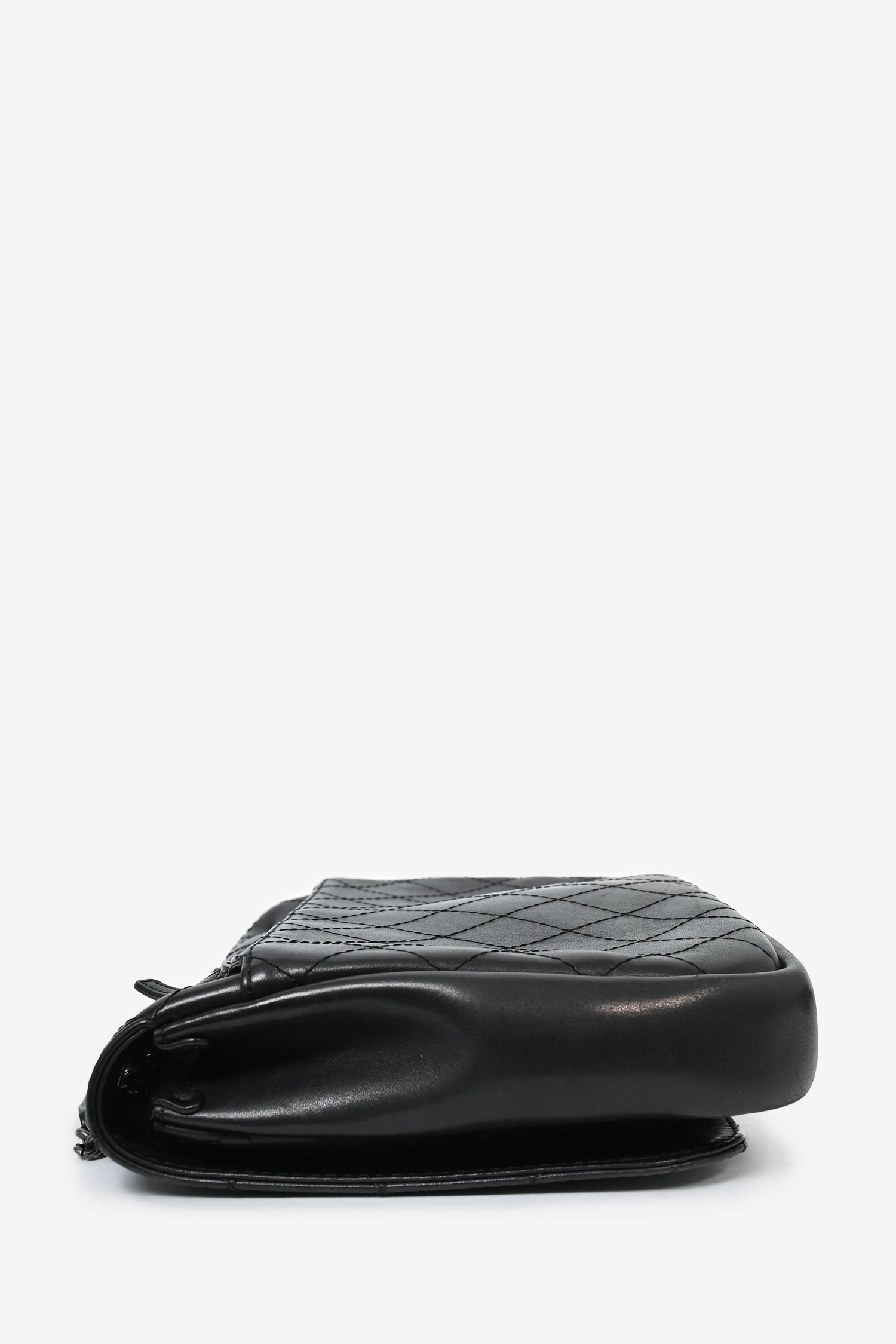 Pre-Loved Chanel 2014 Black Quilted Leather Paris-Edinburgh Large Highlander Messenger Bag