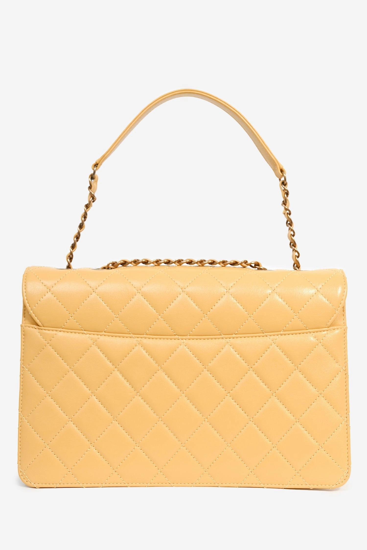 Pre-Loved Chanel 2016-17 Yellow Quilted Leather Large Beauty Lock Chain Bag