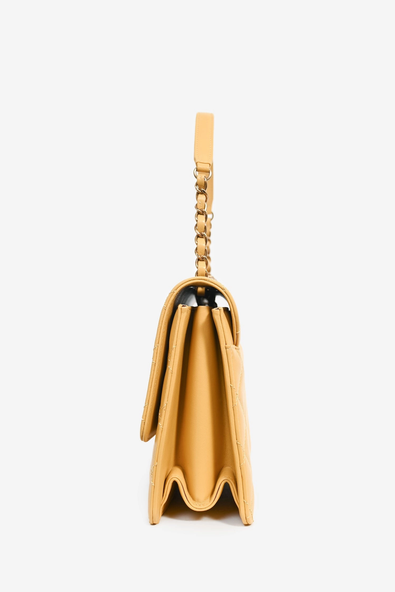 Pre-Loved Chanel 2016-17 Yellow Quilted Leather Large Beauty Lock Chain Bag