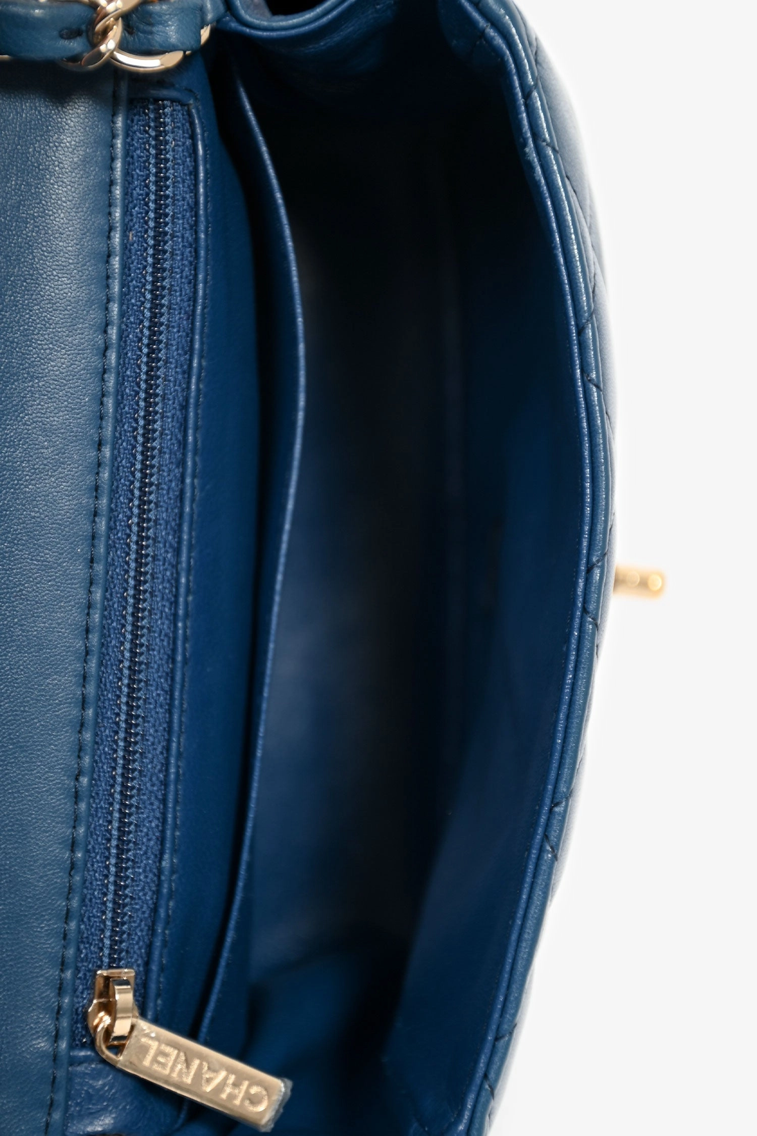 Pre-Loved Chanel 2017-18 Blue Lambskin Leather Quilted Mini Square Flap