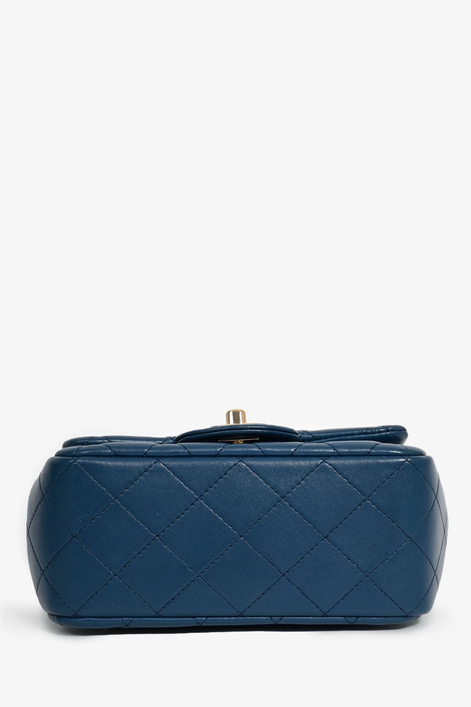 Pre-Loved Chanel 2017-18 Blue Lambskin Leather Quilted Mini Square Flap