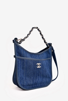 Pre-Loved Chanel 2017/18 Navy Denim Small Jungle Stroll Crossbody Bag