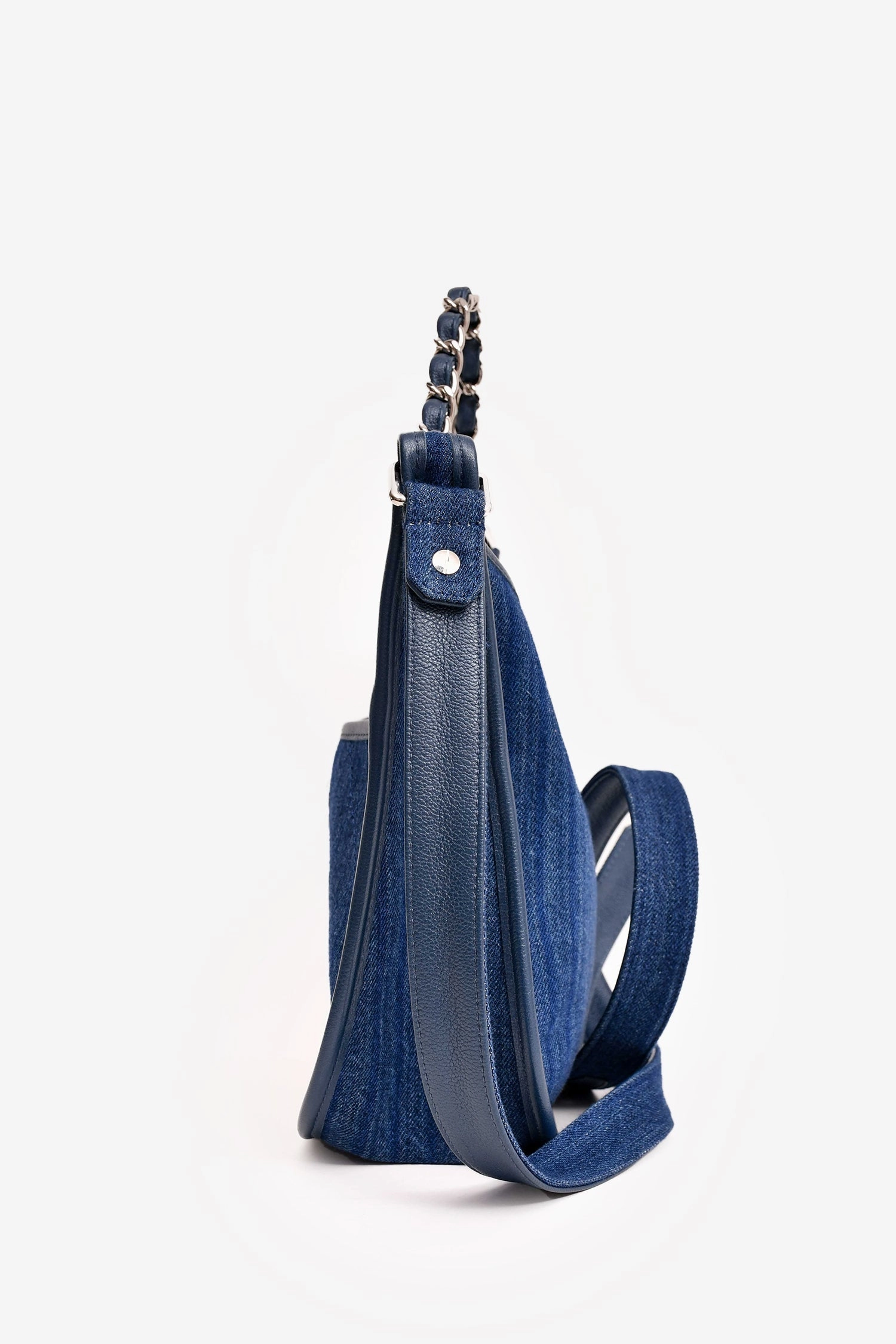 Pre-Loved Chanel 2017/18 Navy Denim Small Jungle Stroll Crossbody Bag