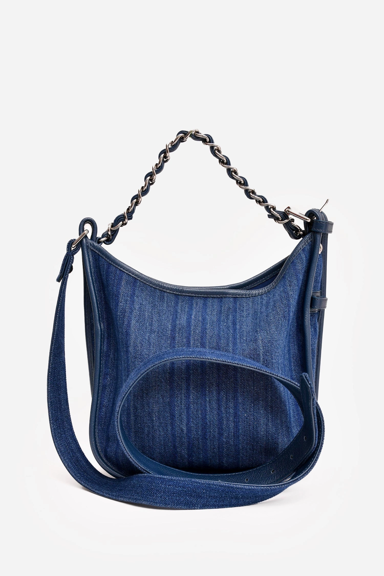 Pre-Loved Chanel 2017/18 Navy Denim Small Jungle Stroll Crossbody Bag