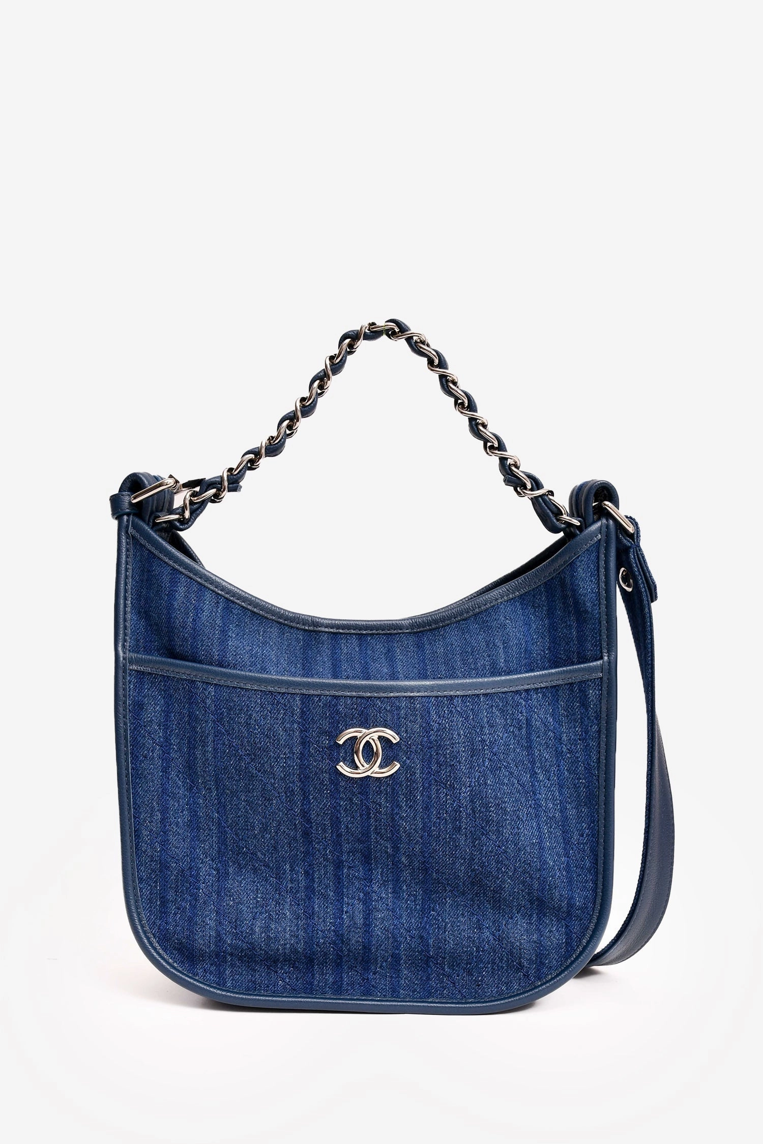 Pre-Loved Chanel 2017/18 Navy Denim Small Jungle Stroll Crossbody Bag
