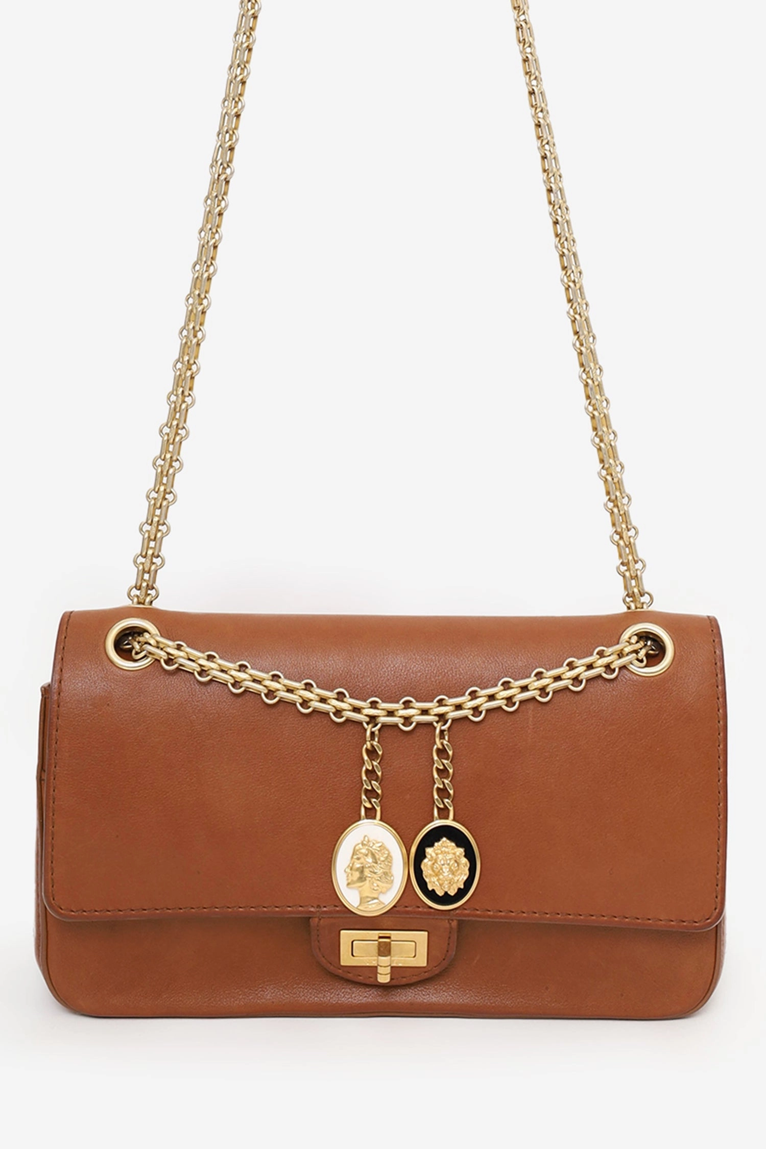 Pre-Loved Chanel 2017 Brown Leather Medallion Charm Reissue 2.55 Shoulder Bag