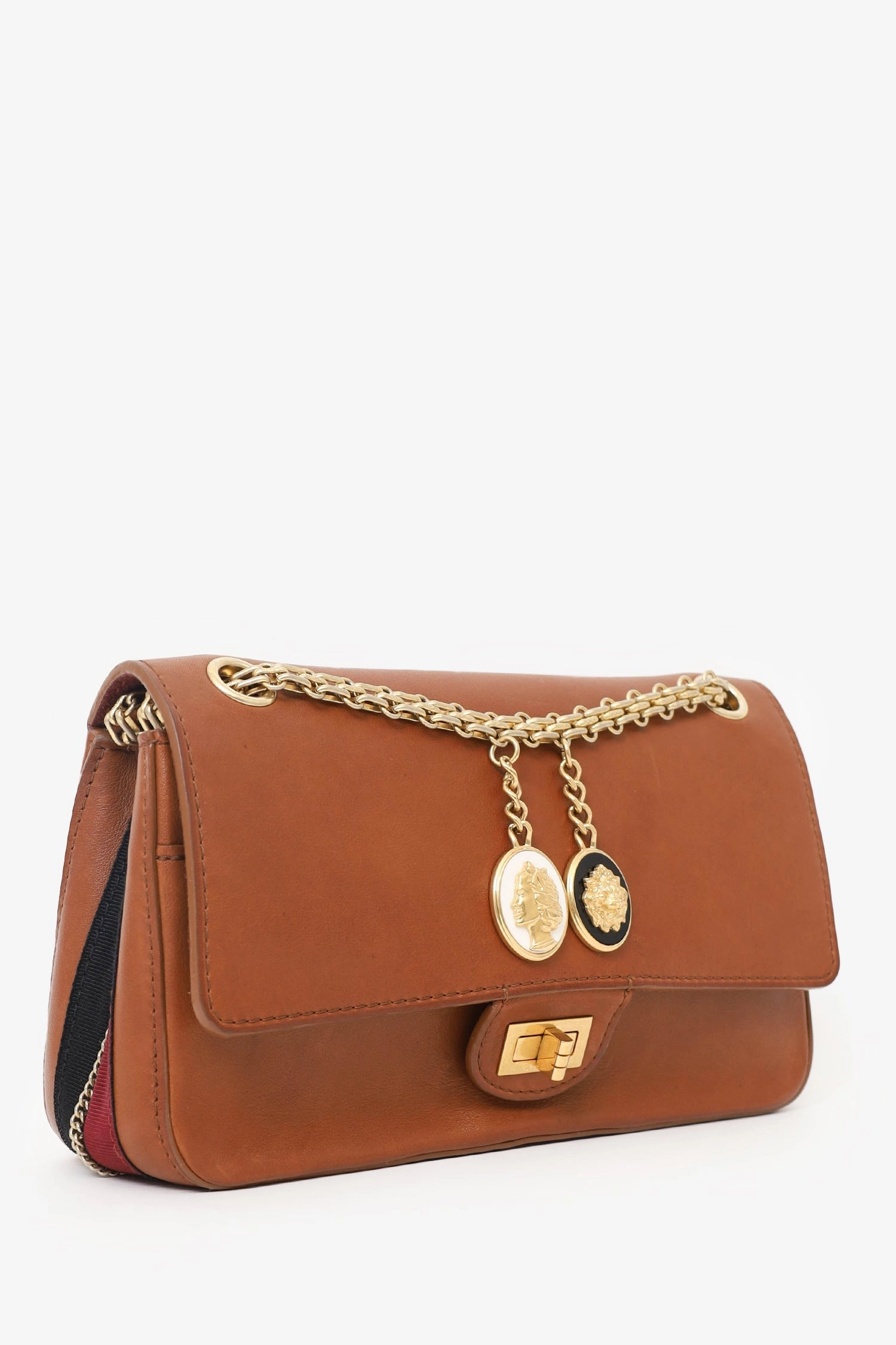 Pre-Loved Chanel 2017 Brown Leather Medallion Charm Reissue 2.55 Shoulder Bag