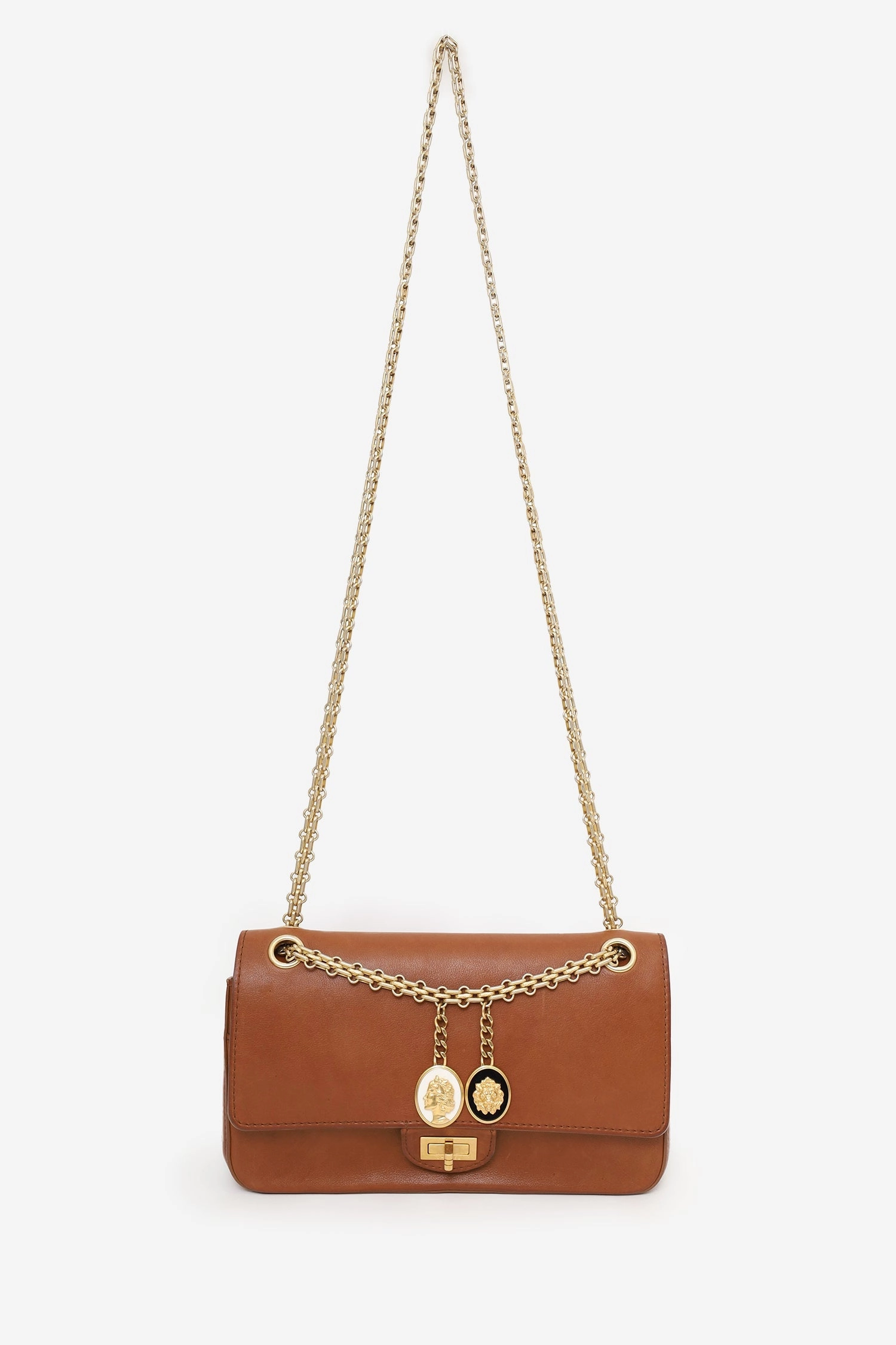 Pre-Loved Chanel 2017 Brown Leather Medallion Charm Reissue 2.55 Shoulder Bag