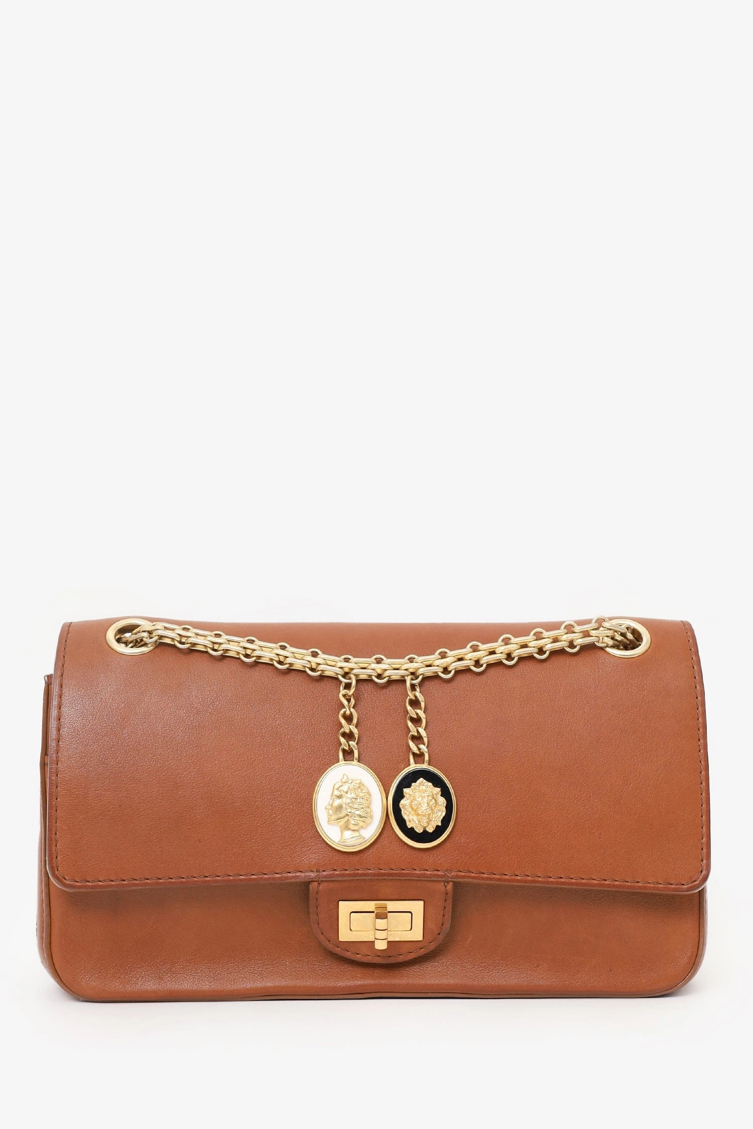 Pre-Loved Chanel 2017 Brown Leather Medallion Charm Reissue 2.55 Shoulder Bag
