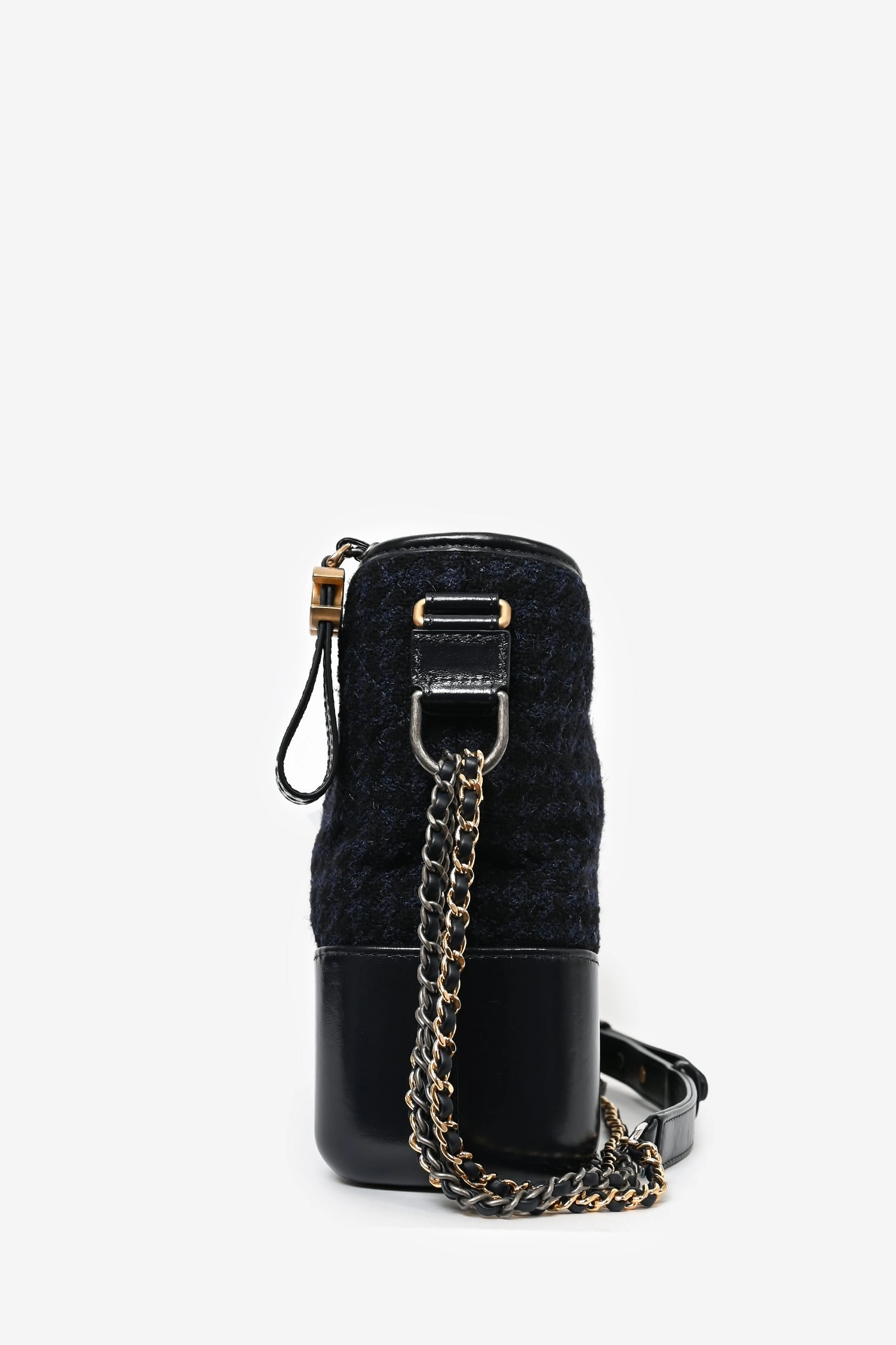 Pre-loved Chanel 2017 Navy/Black Tweed Hobo Large Gabrielle Crossbody Bag