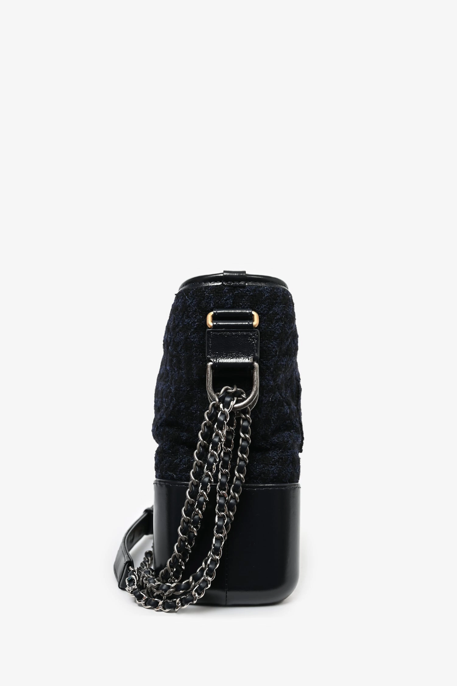 Pre-loved Chanel 2017 Navy/Black Tweed Hobo Large Gabrielle Crossbody Bag